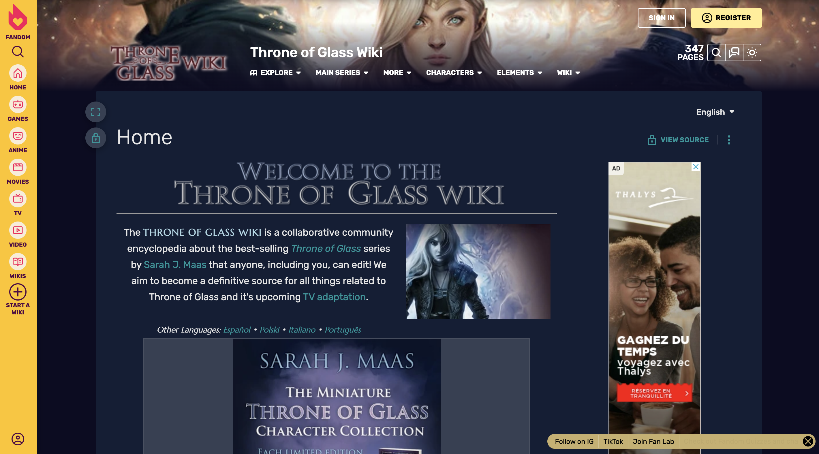 Navigating Throne of Glass Wiki API