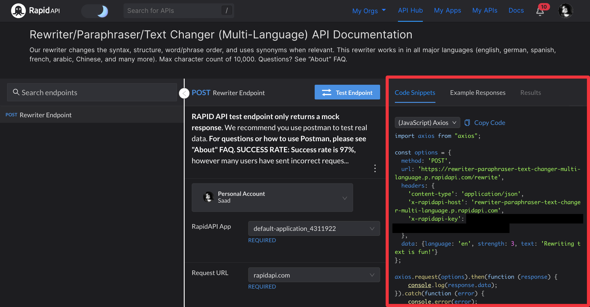 Subscribe to Rewriter/Paraphraser/Text Changer (Multi-Language) API
