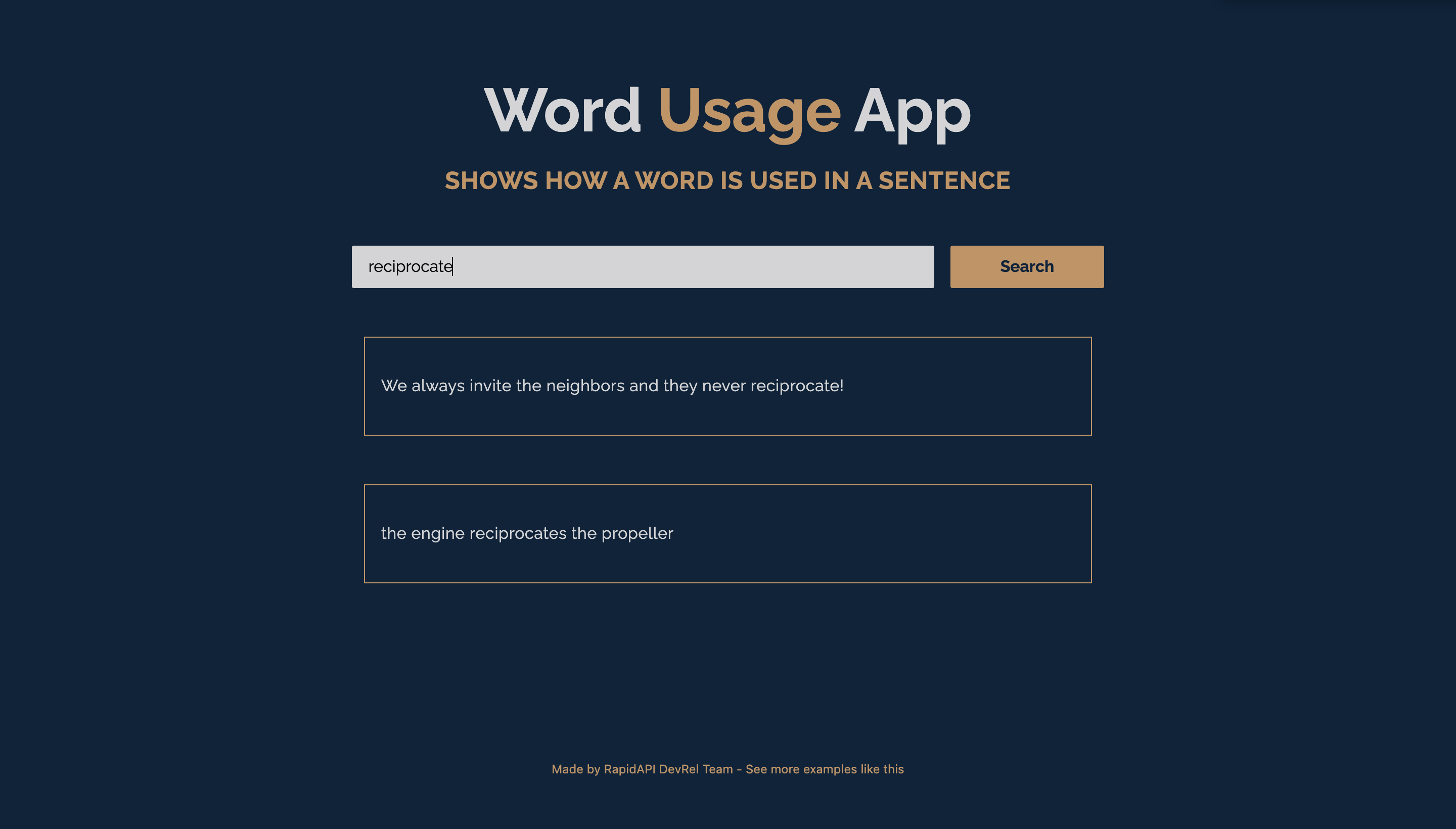 Words Usage App built with Next.js and WordsAPI