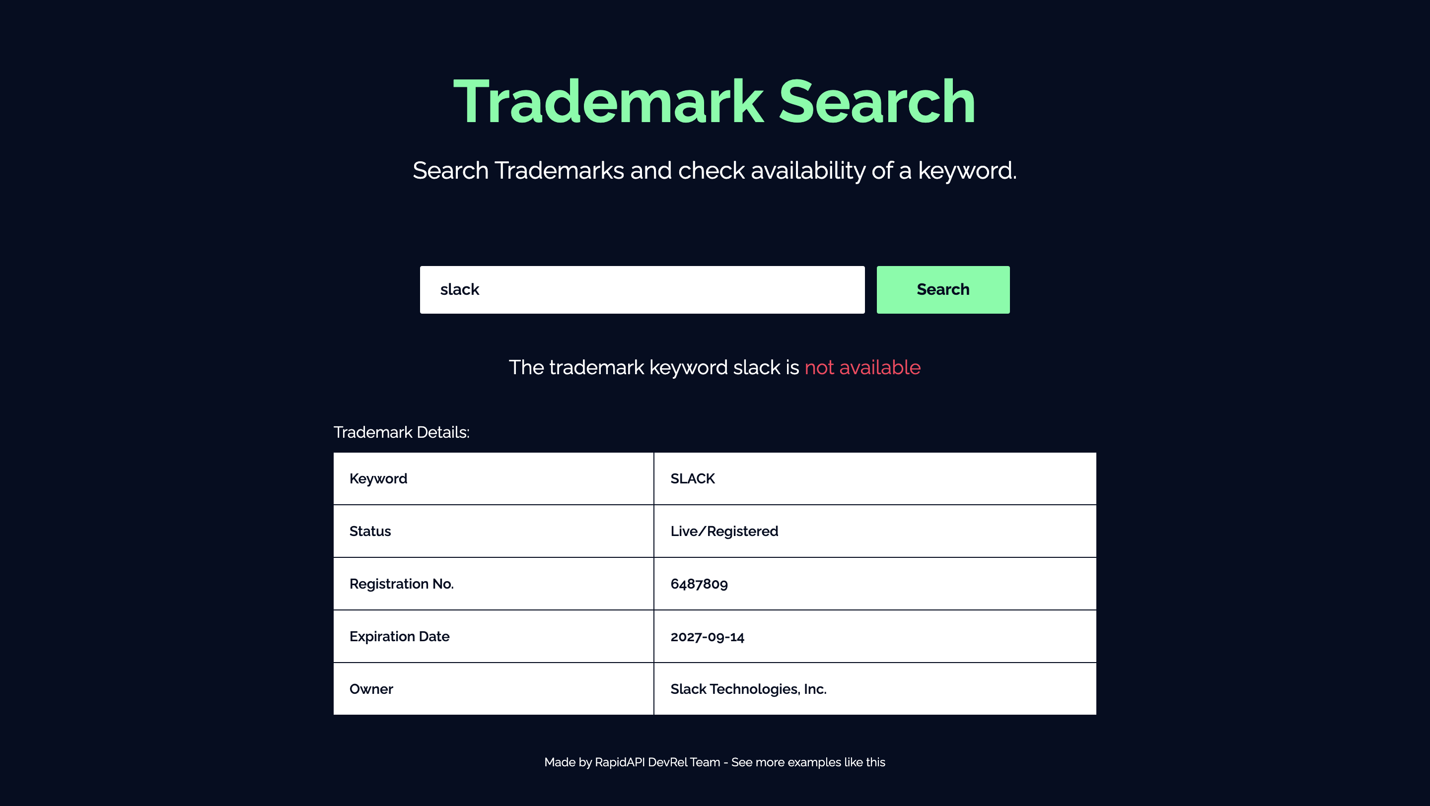 Trademark App built with Next.js using USPTO Trademark API