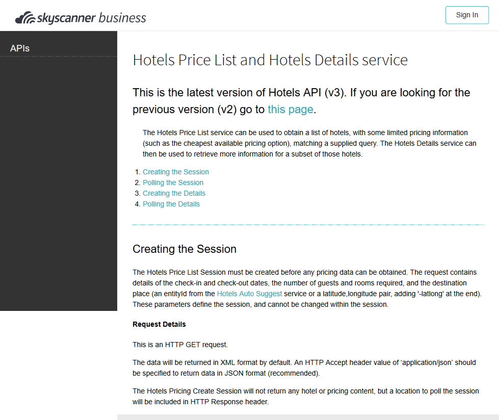 Skyscanner Hotels Price List Api Overview Documentation