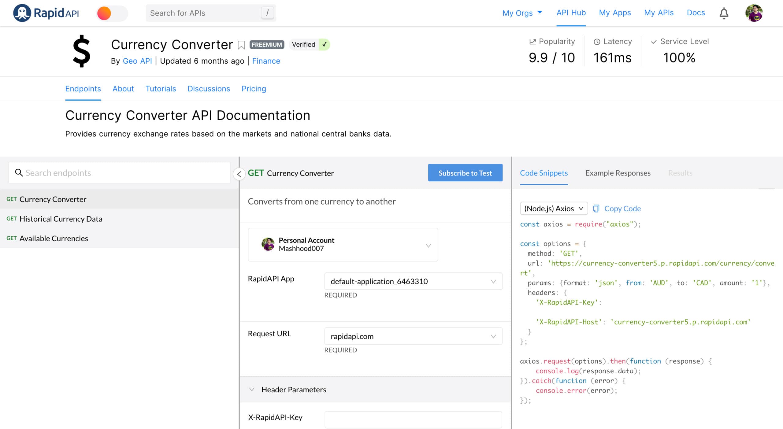 Currency API documentation