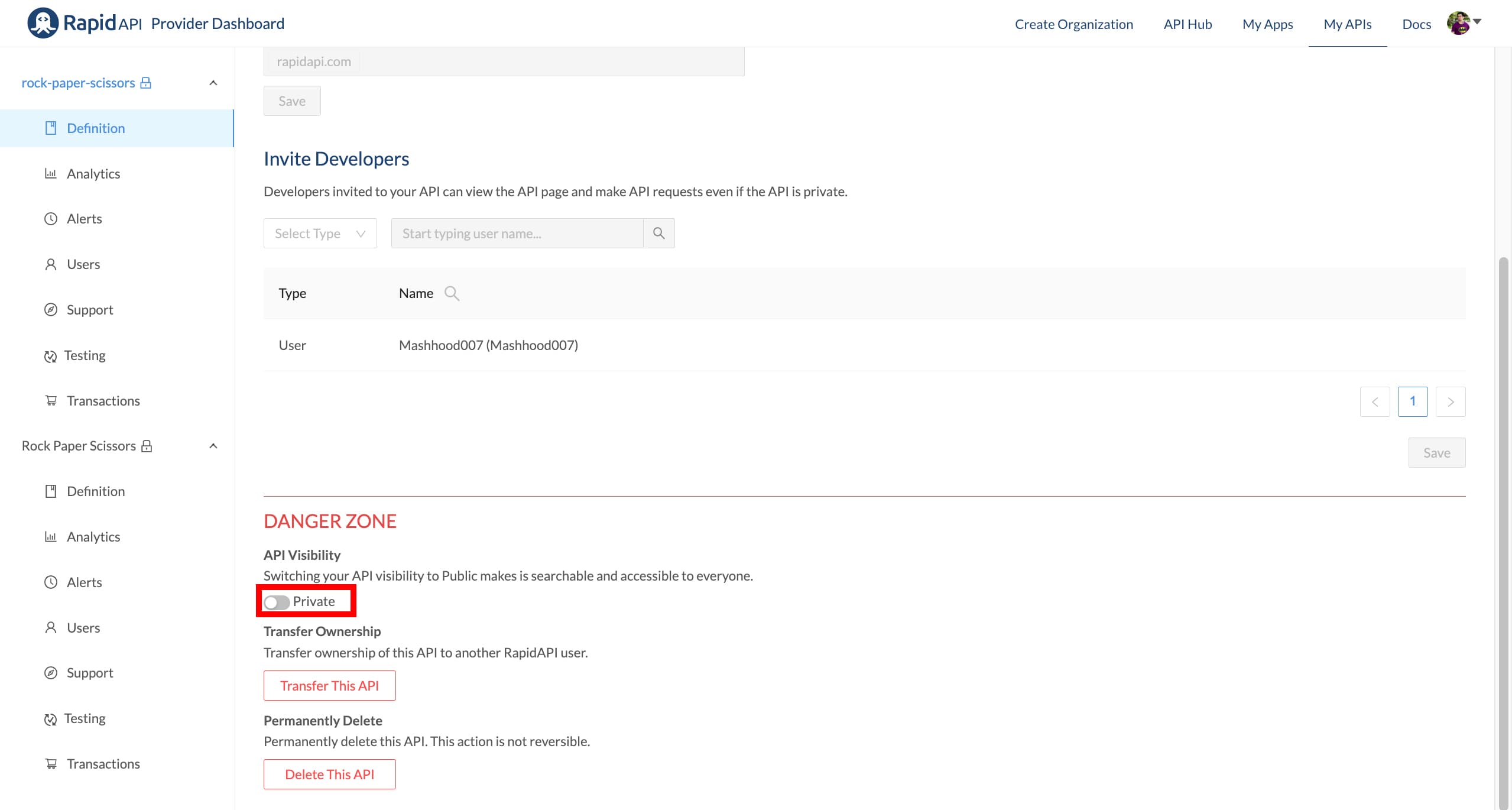 Making API Public from Private