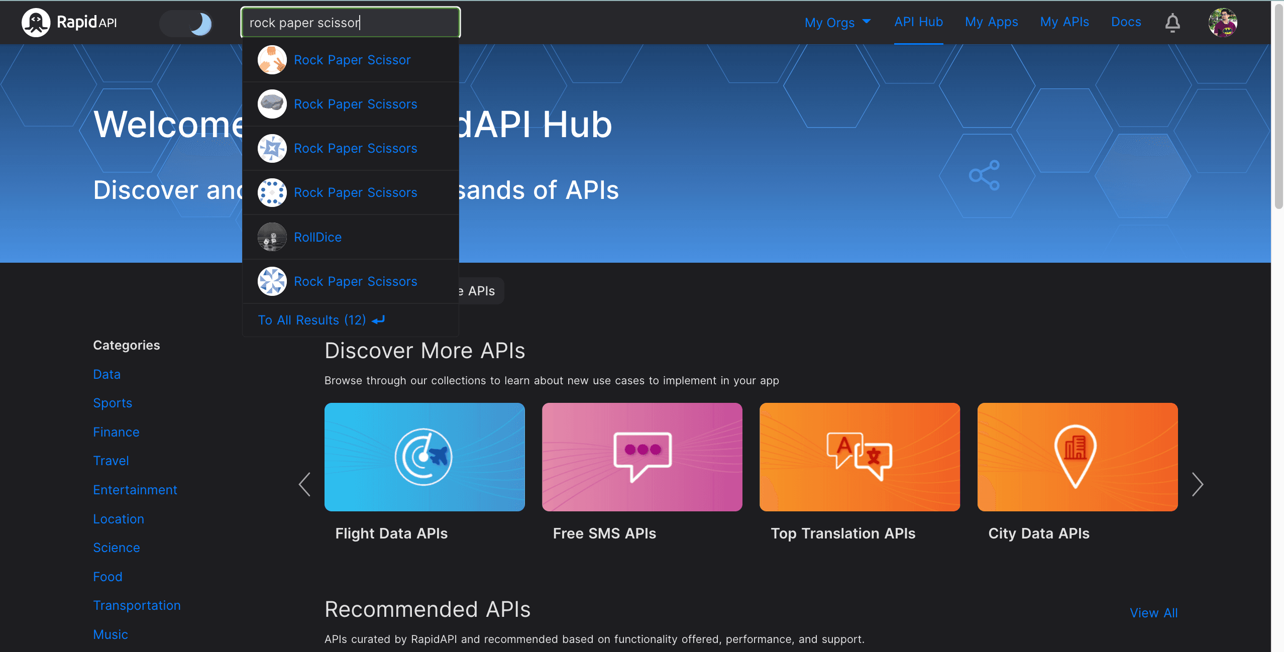 Rapid API Hub