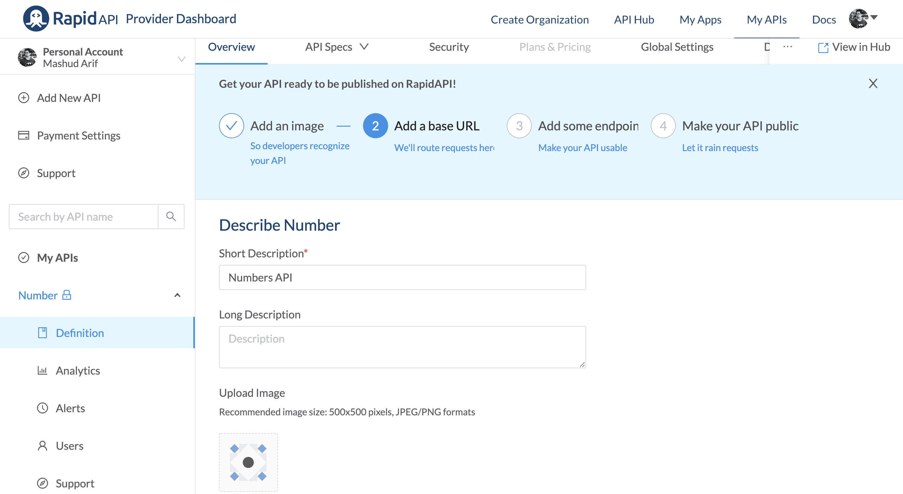 Add base URL on RapidAPI