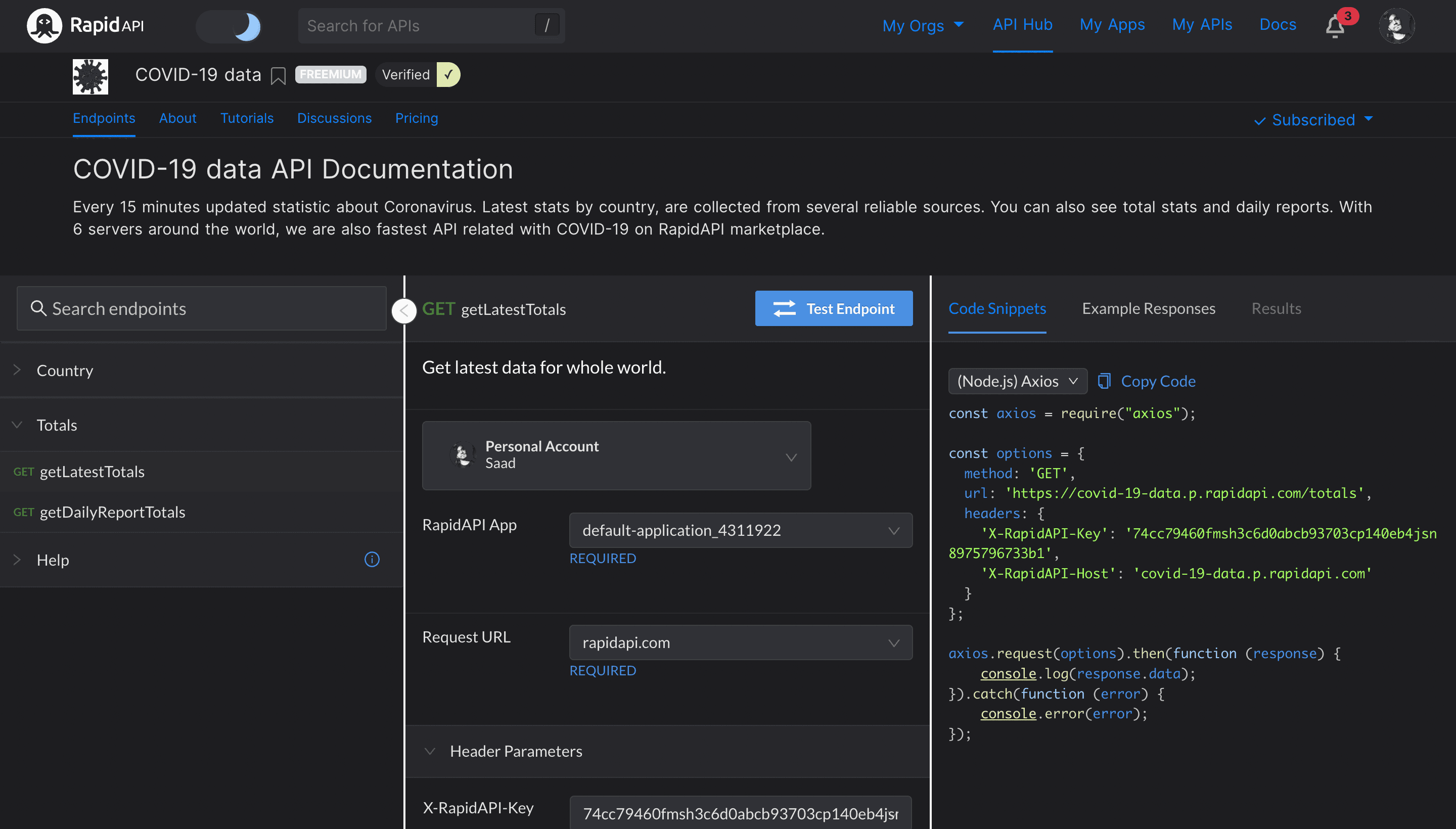 COVID 19 Data API Documentation