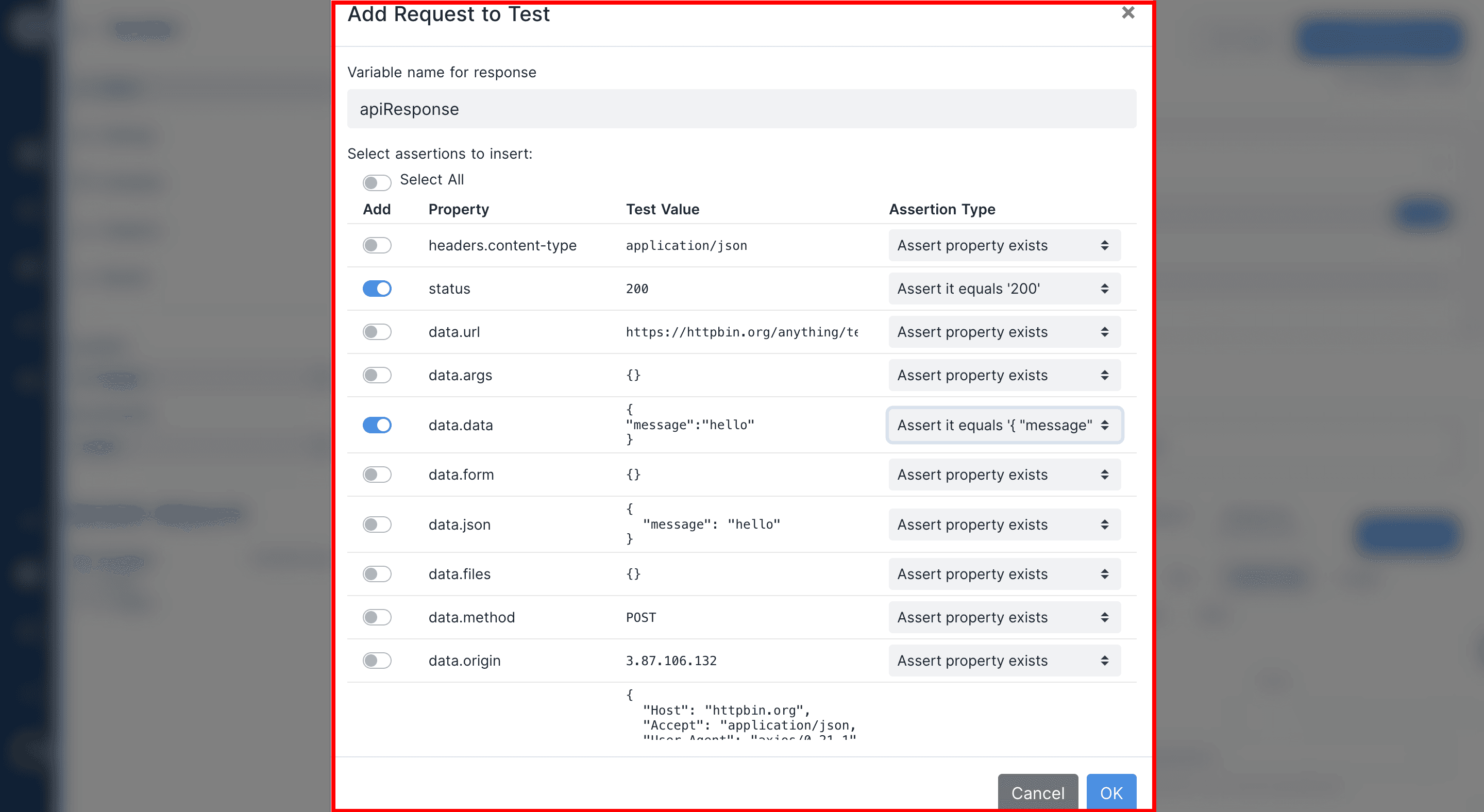 Change the Assertion Type