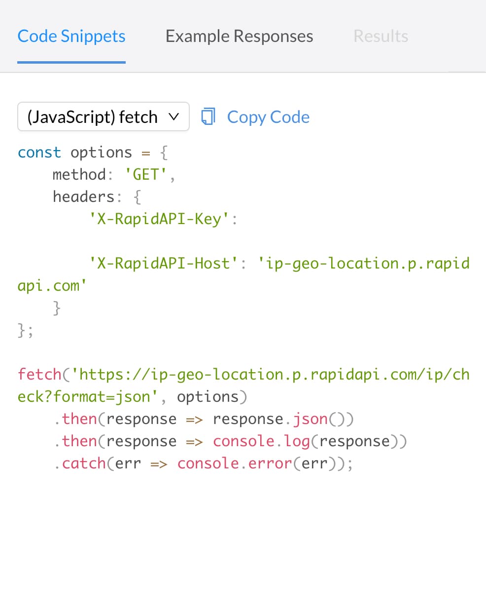 Code Snippet IP Geo Location