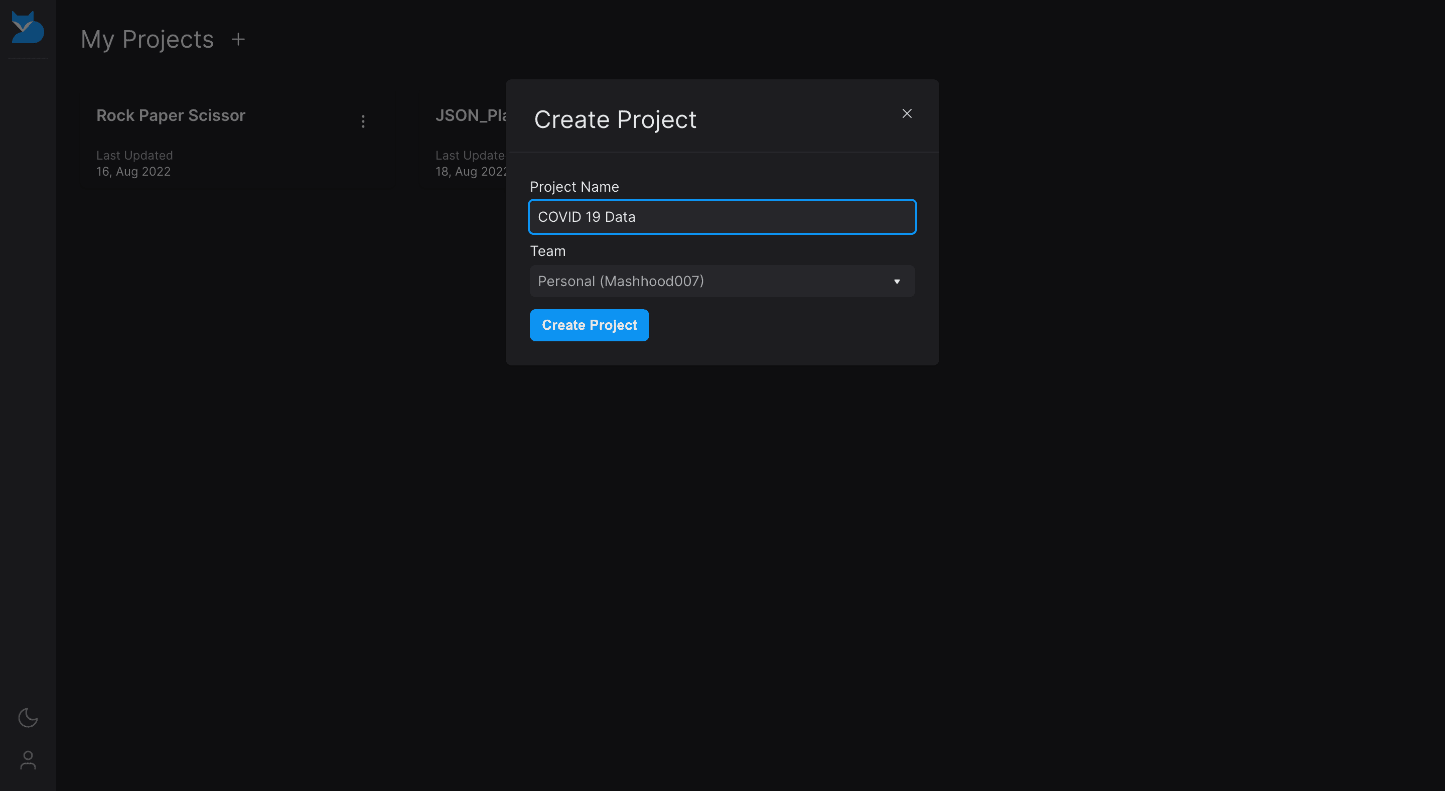 Creating New app on Paw