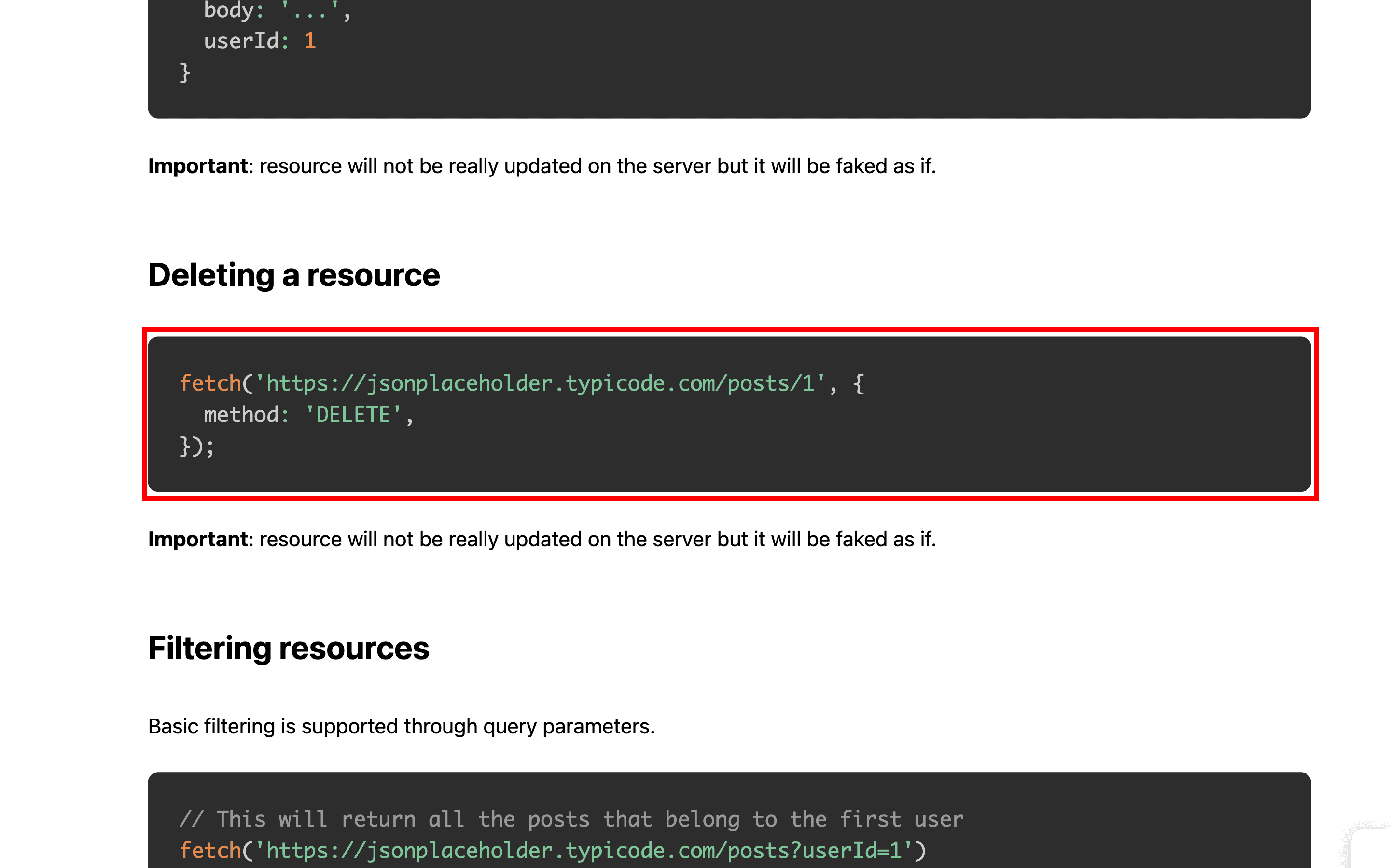 Deleting a resource