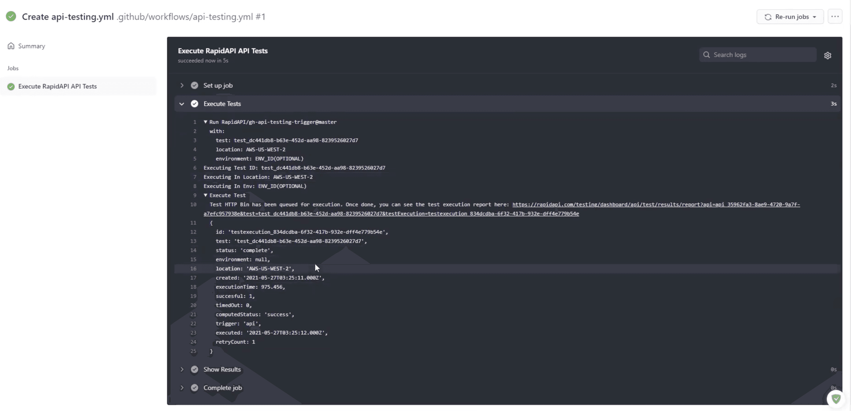 Executing RapidAPI Tests
