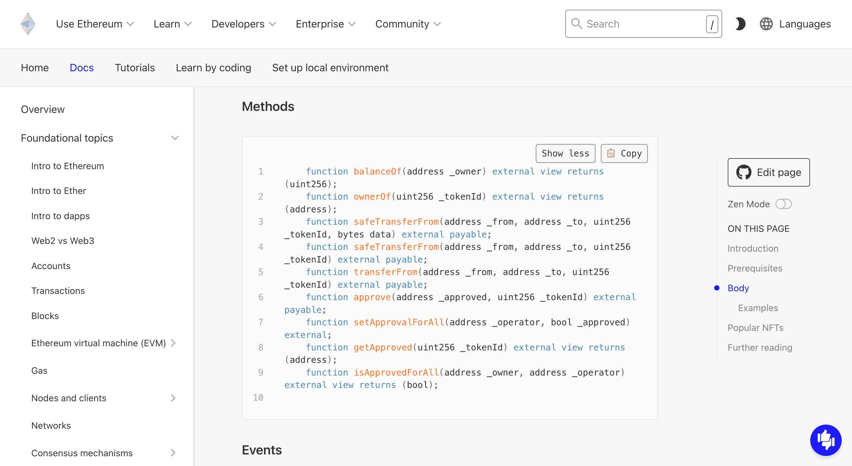 Methods ERC-721