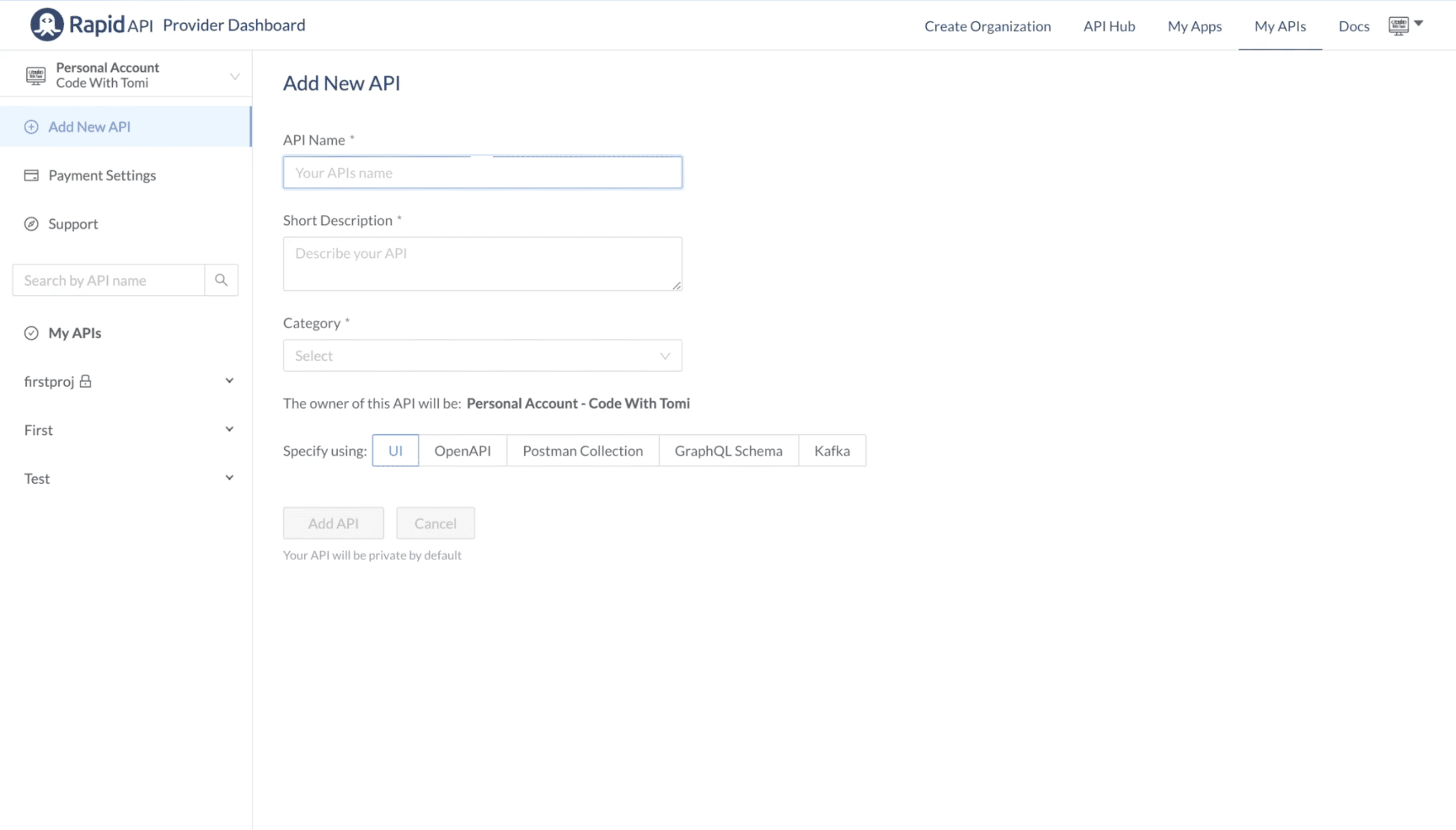 Add new API on RapidAPI