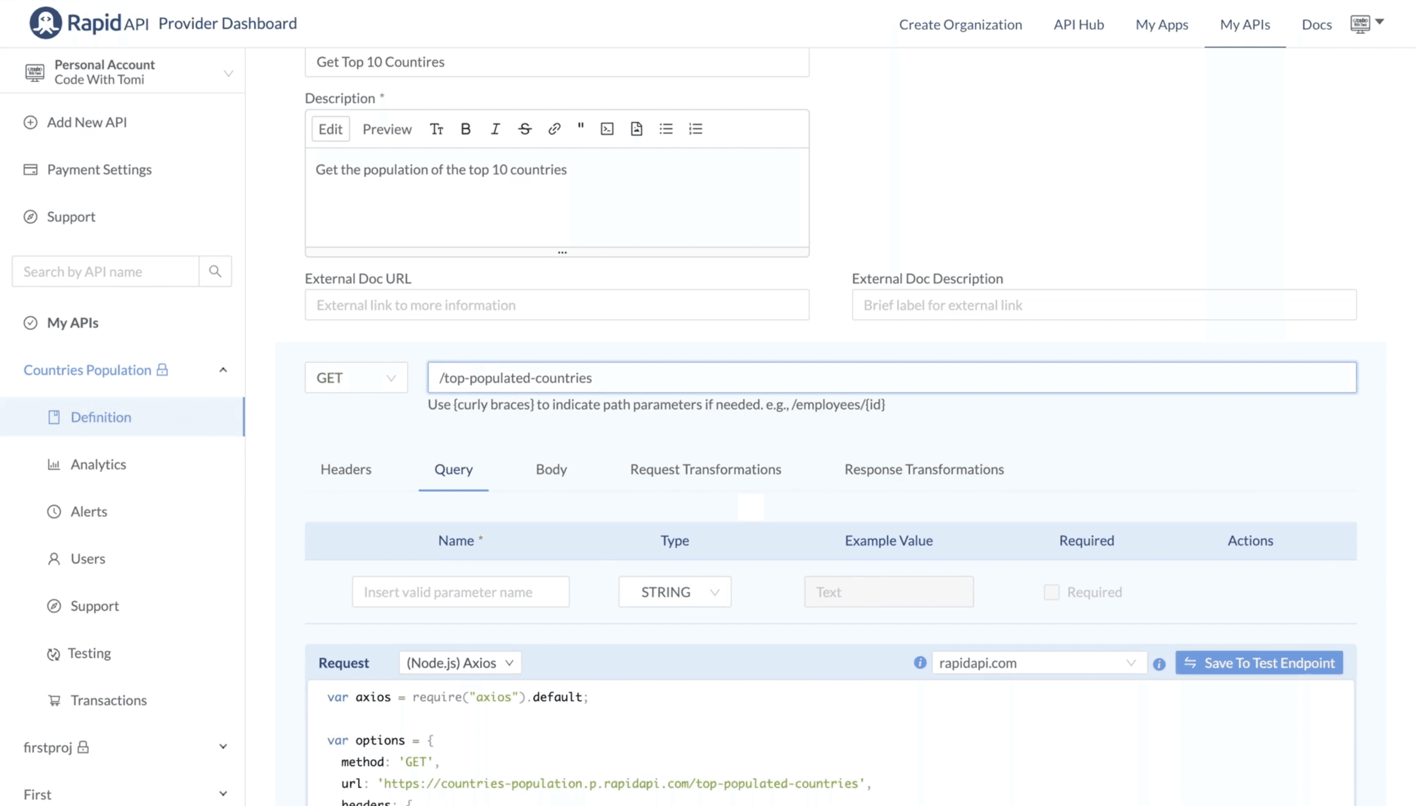 Adding Endpoint