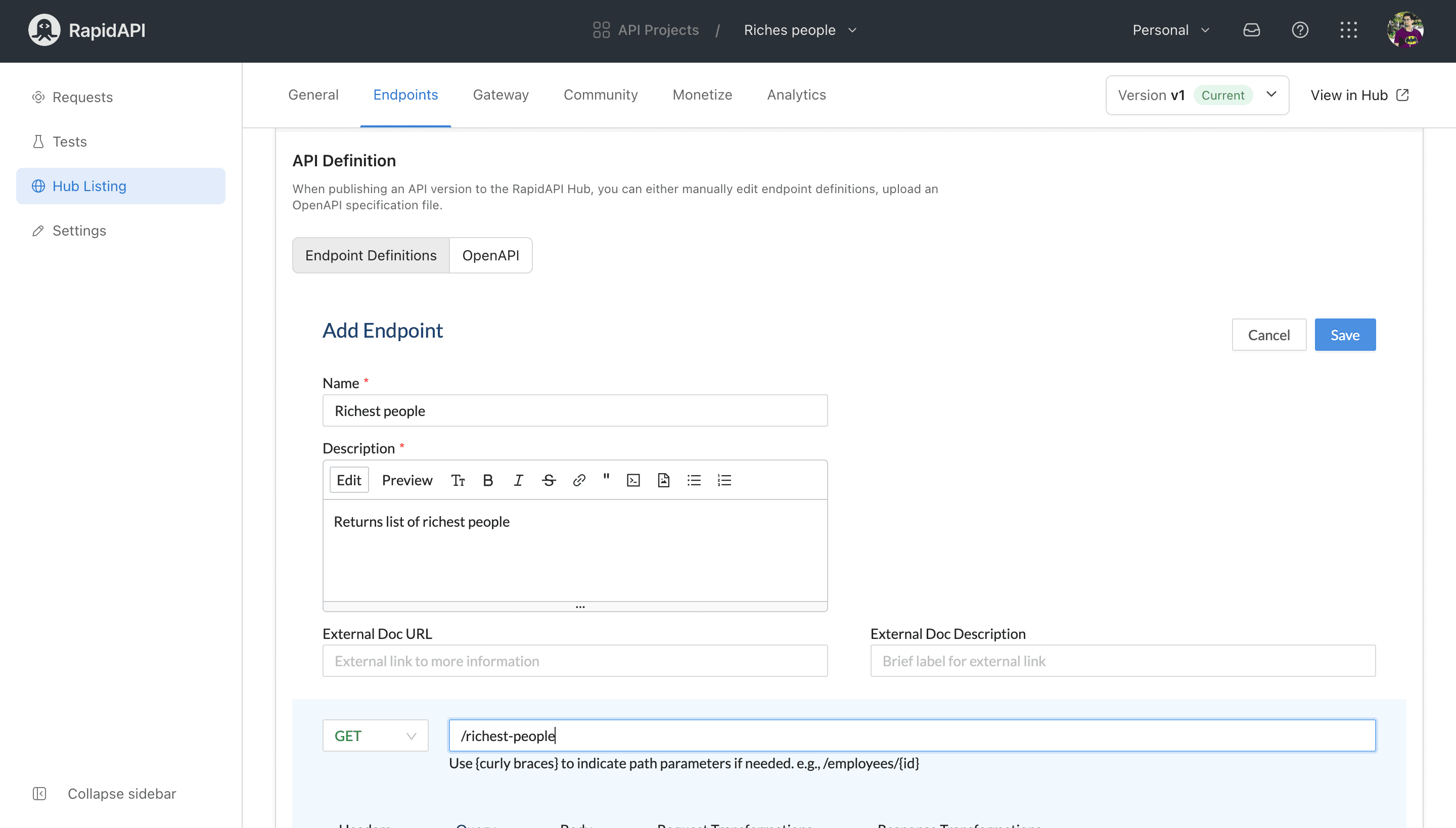 Creating Rest Endpoint