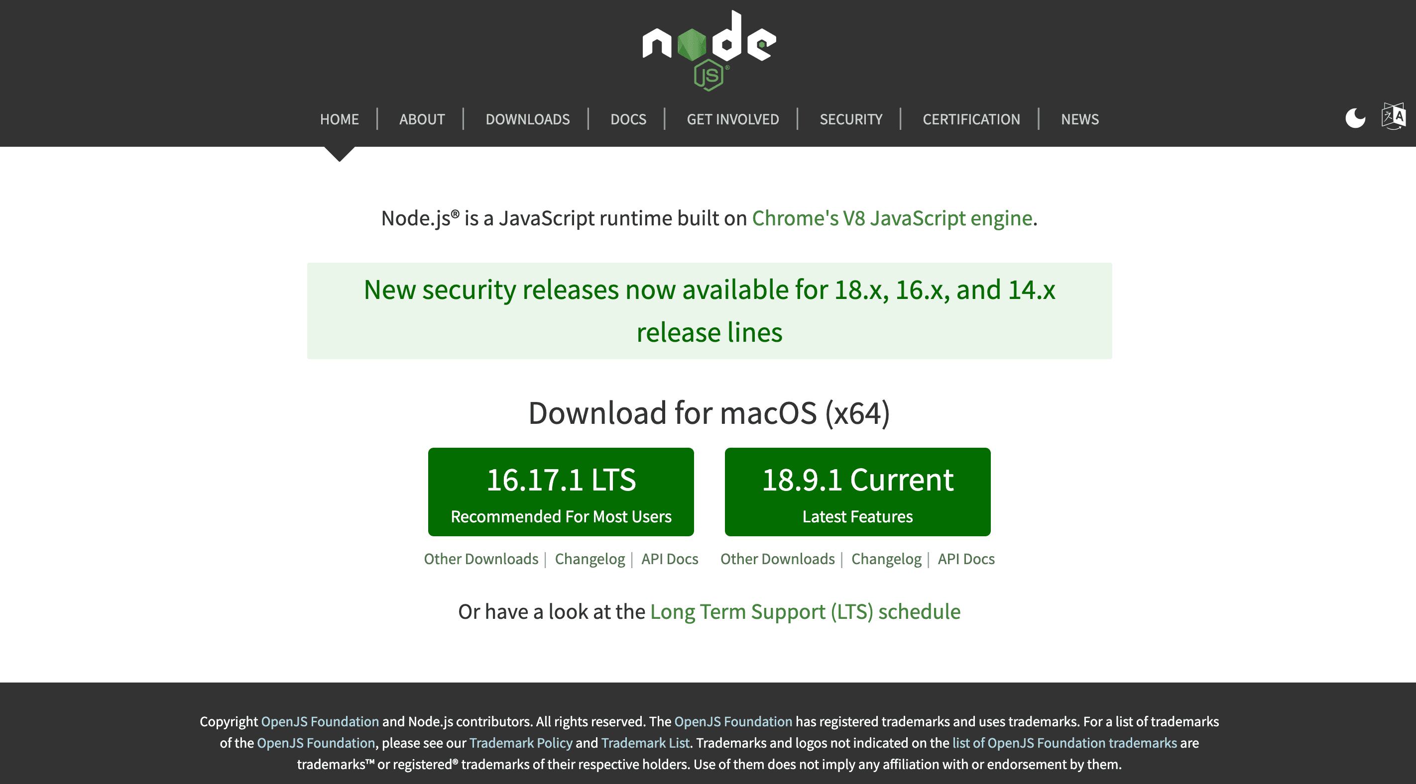 Downloading Node.js