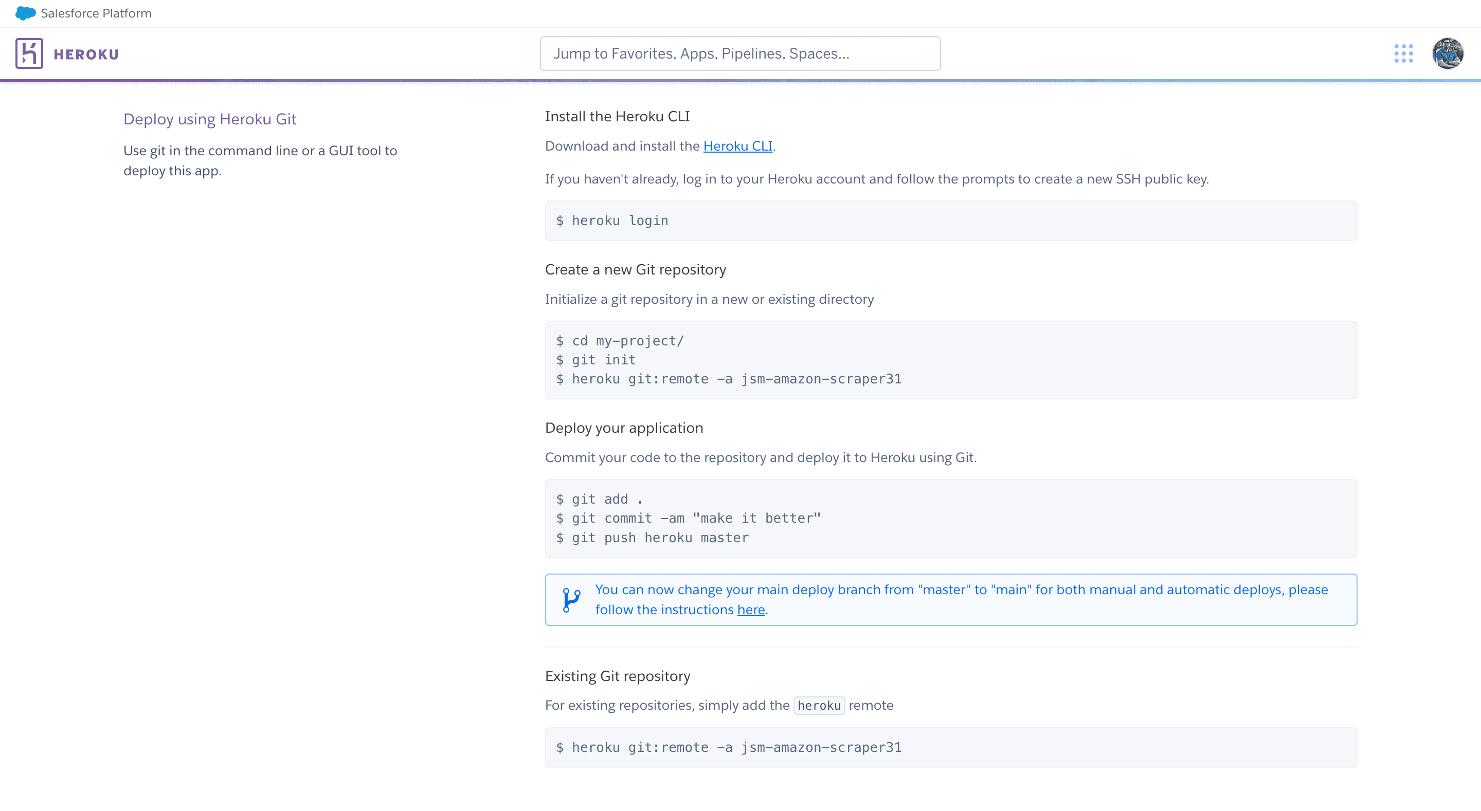 Heroku instructions for deploying an API