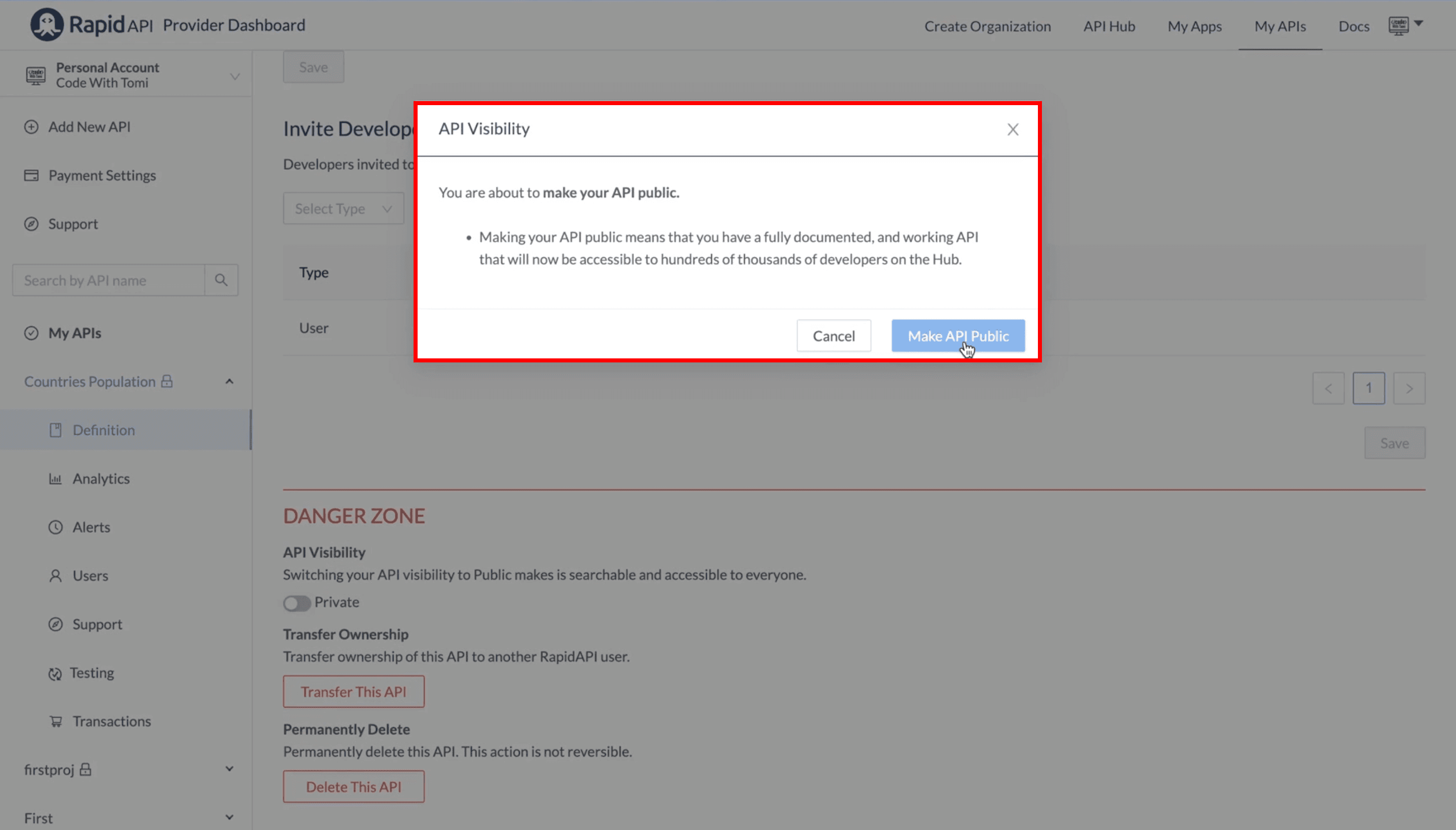 Making API Public