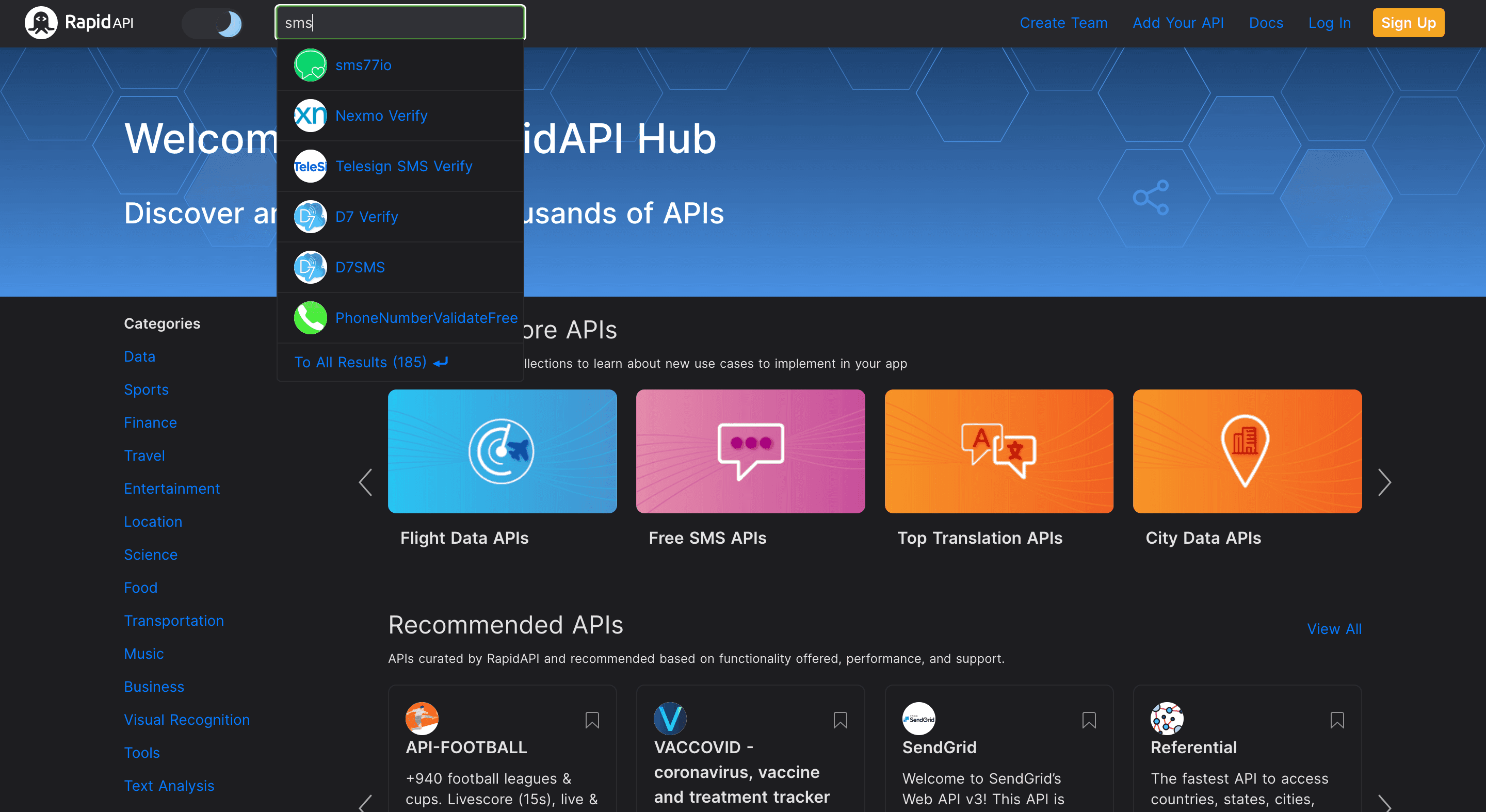 SMS API on RapidAPI