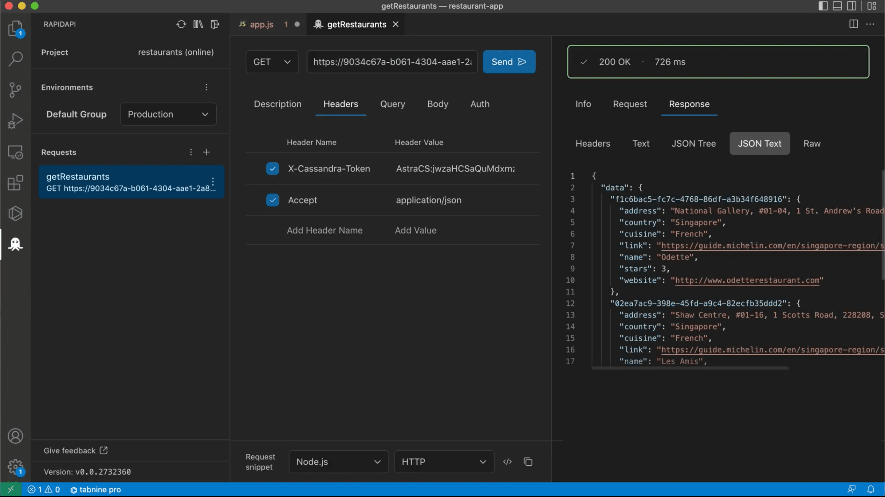 Starting a new request on VS Code