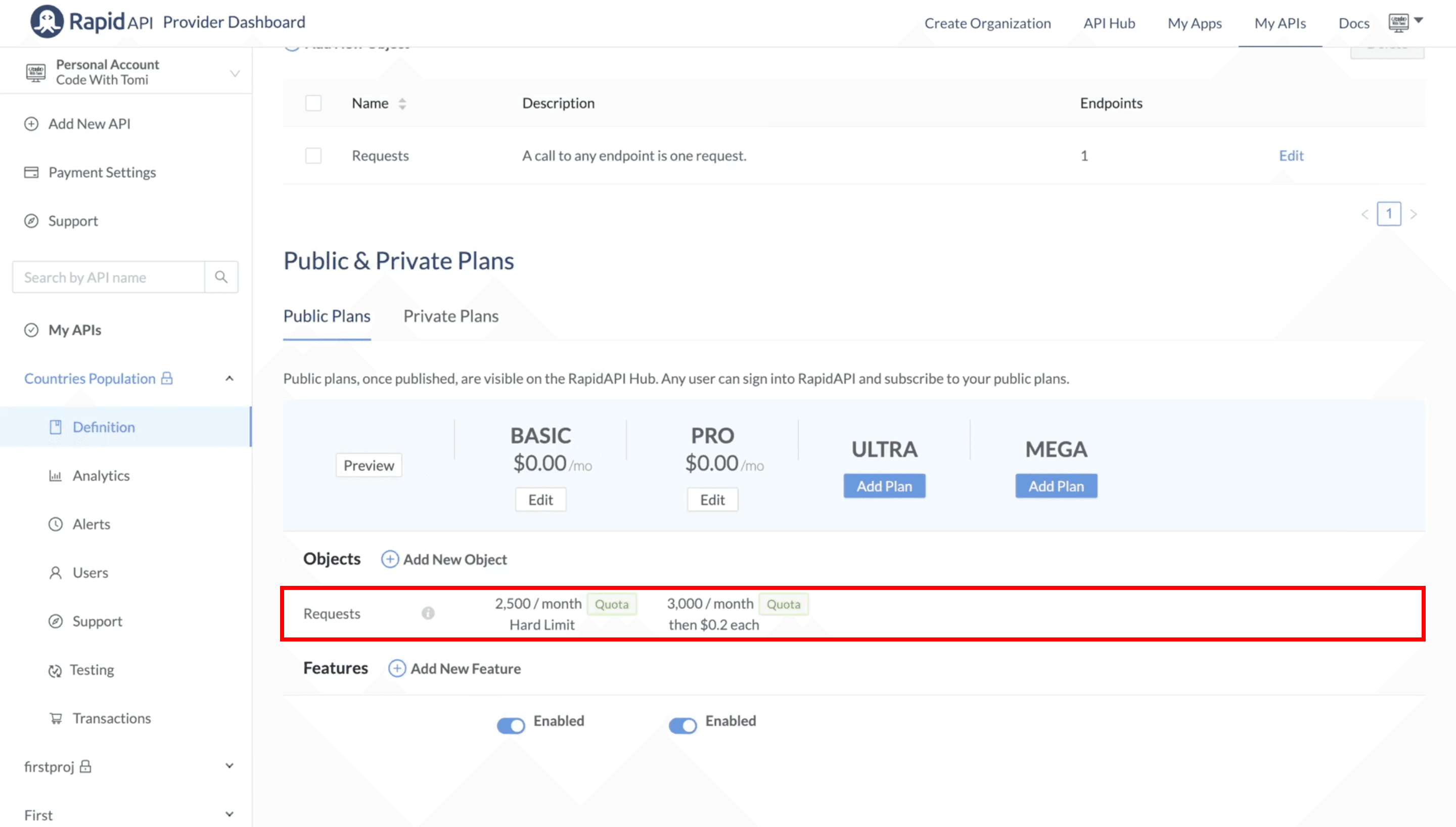 Two Plans Setup