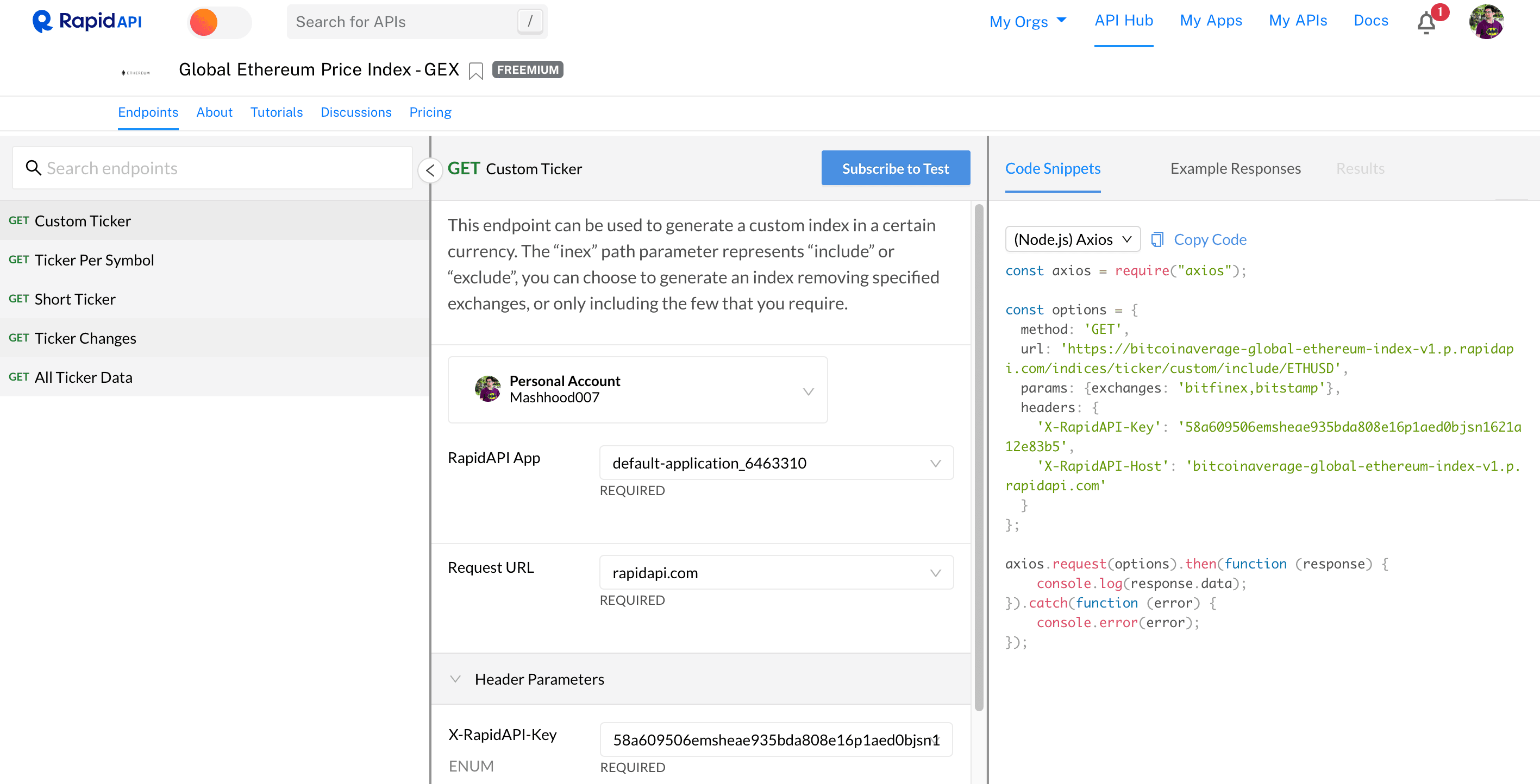 Global Ethereum Price Index API