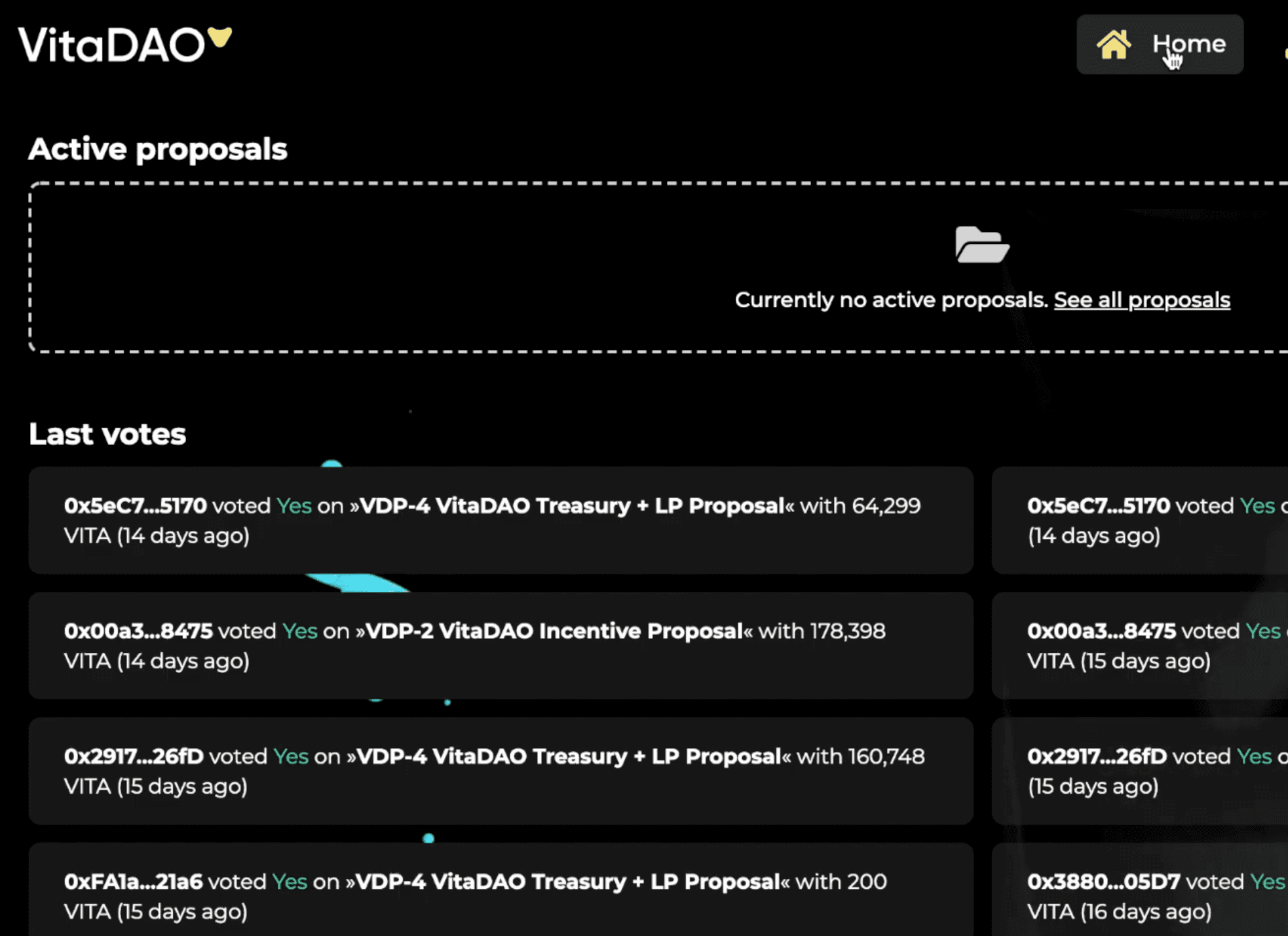 VitaDAO active contracts and votes