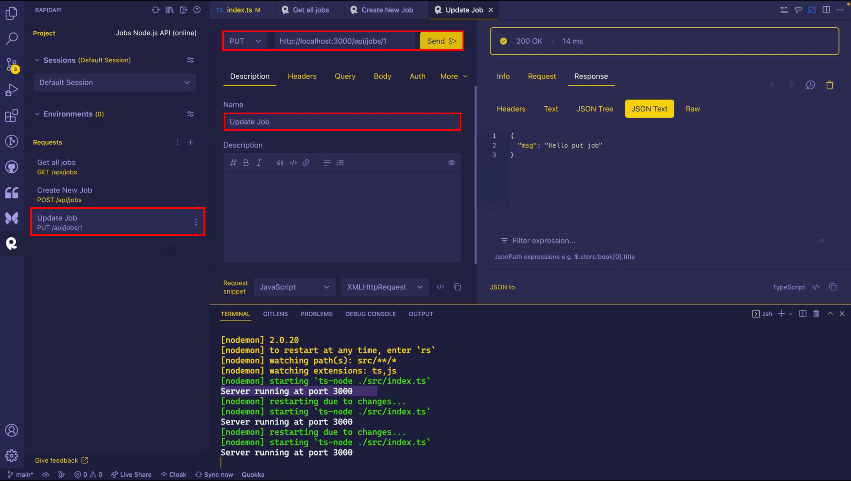 Creating new request via PUT