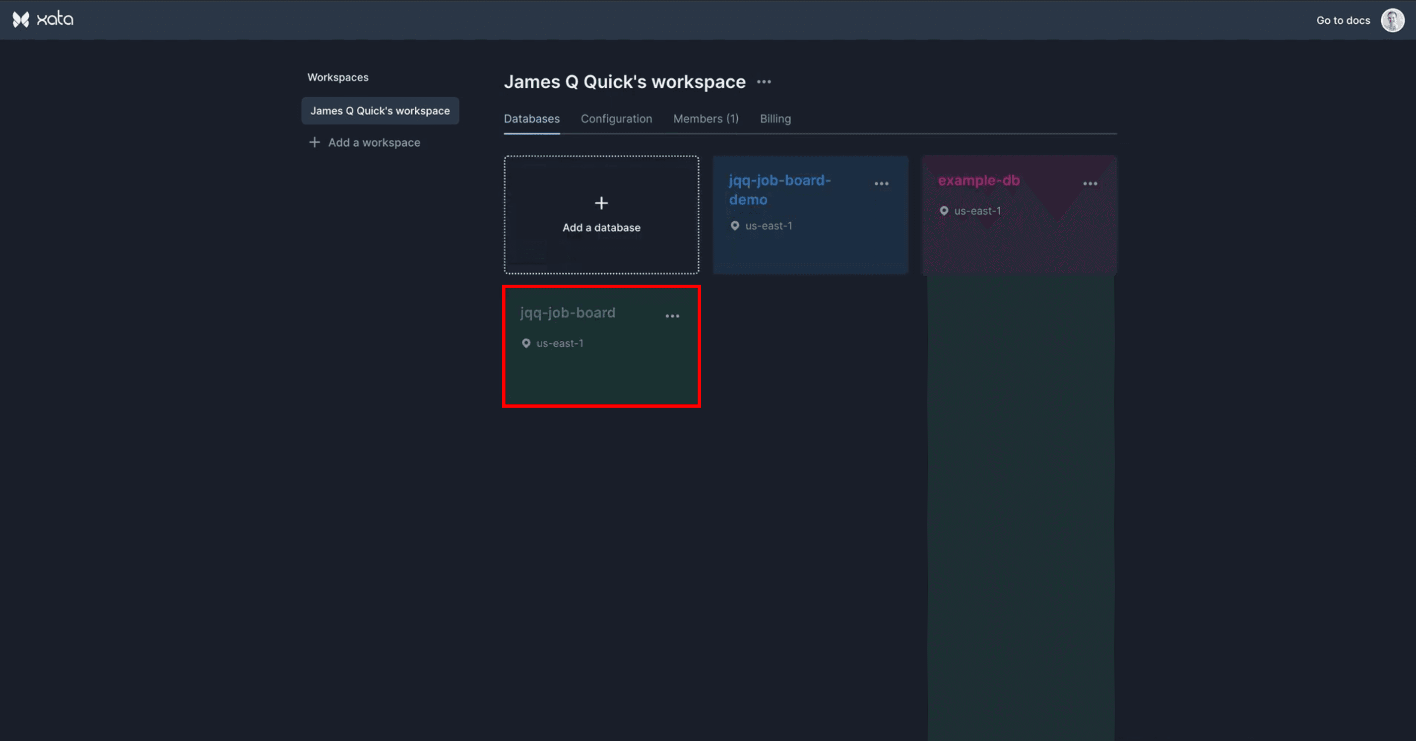 Creating project on Xata database