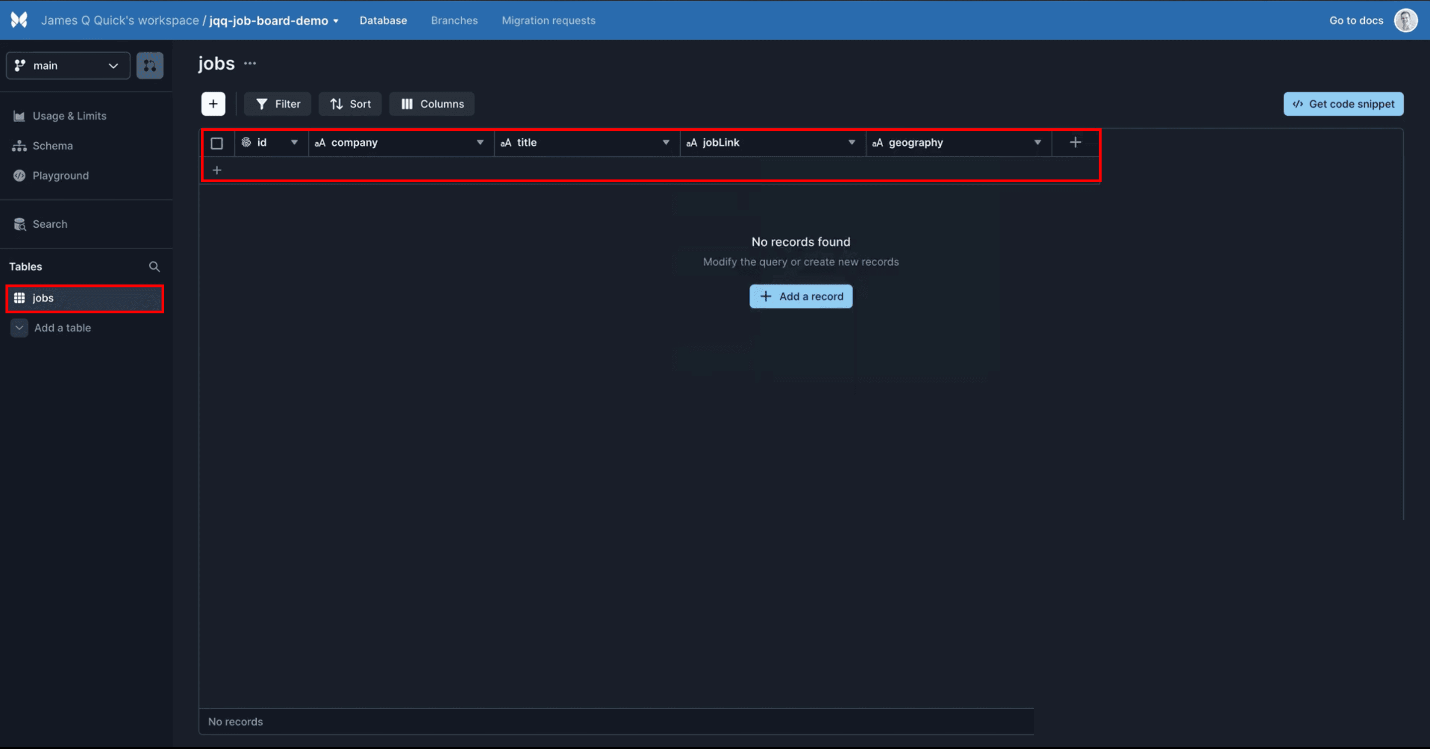 Importing data on Xata database