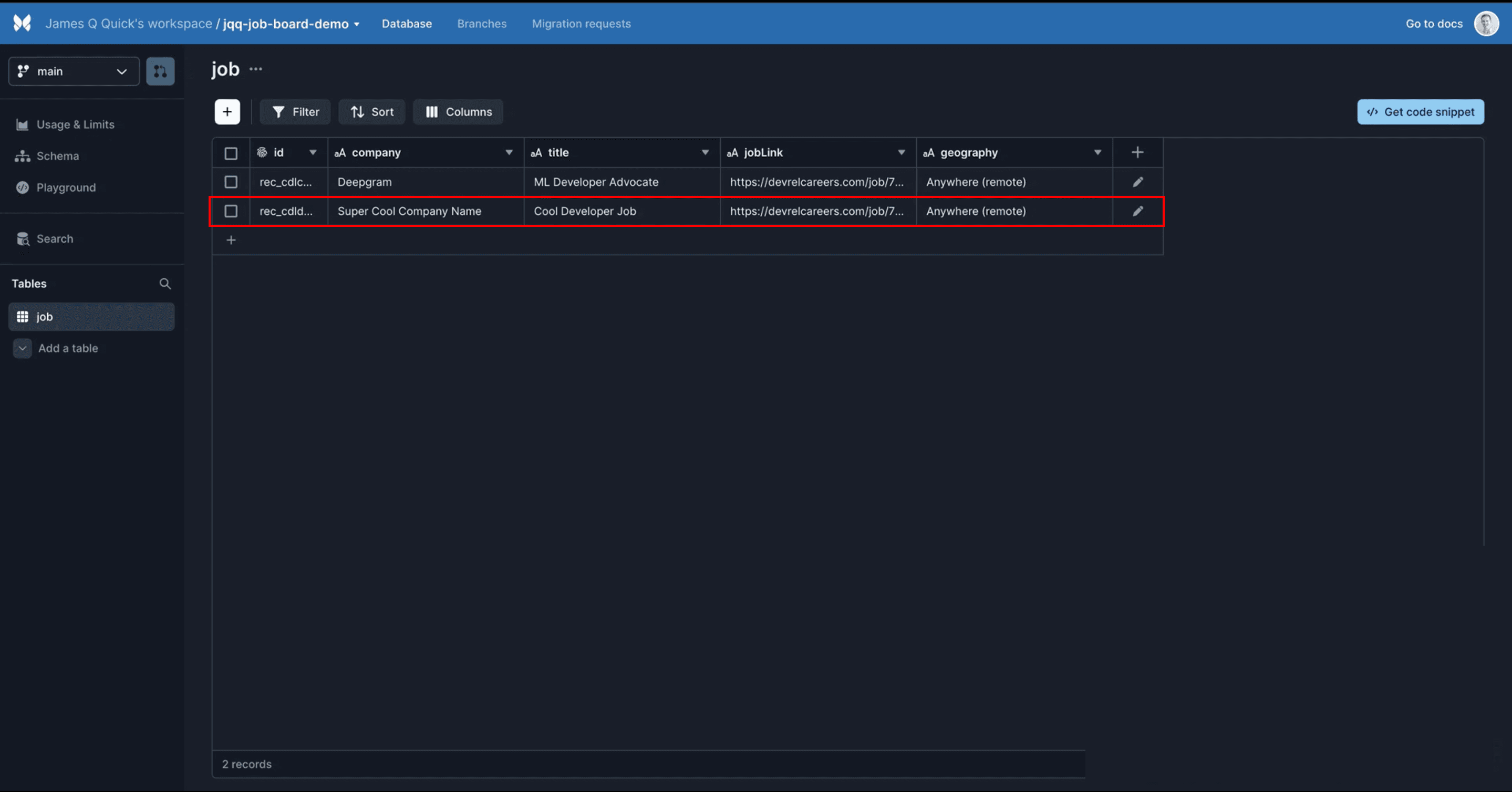 Requests add up in Xata database