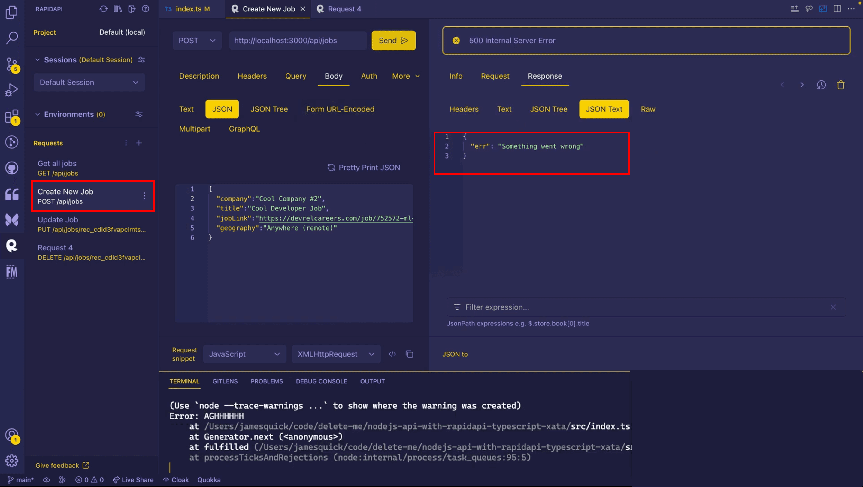 Checking Error message response
