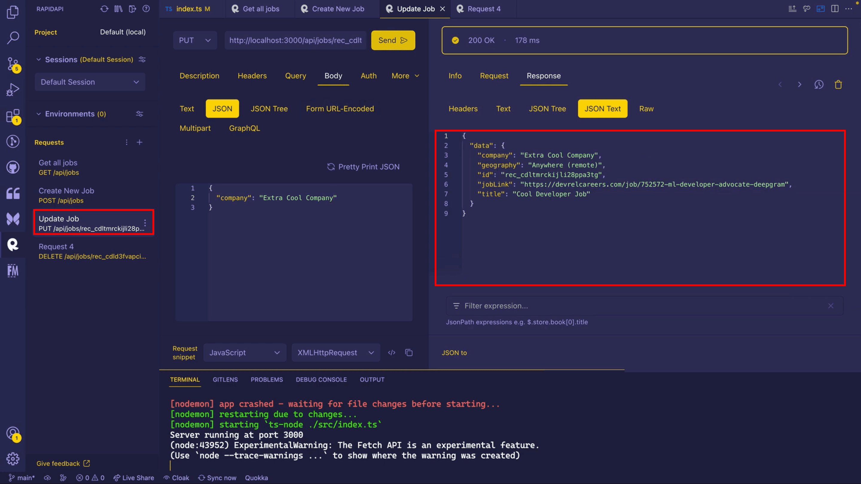 Testing PUT Endpoint