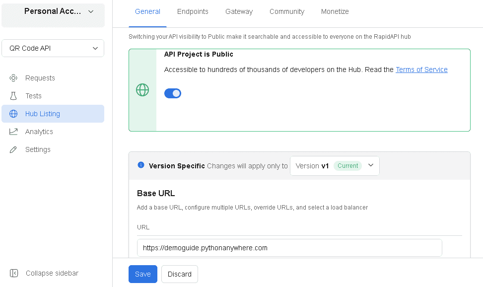 Putting in the base URL