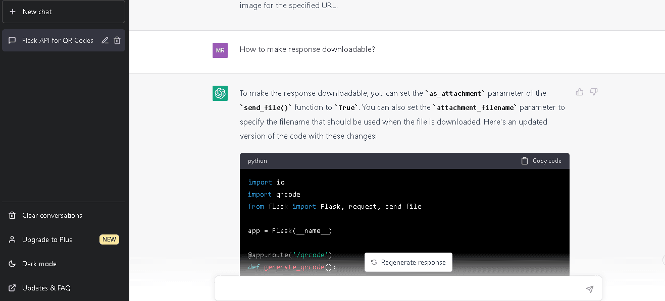 ChatGPT rewriting the code