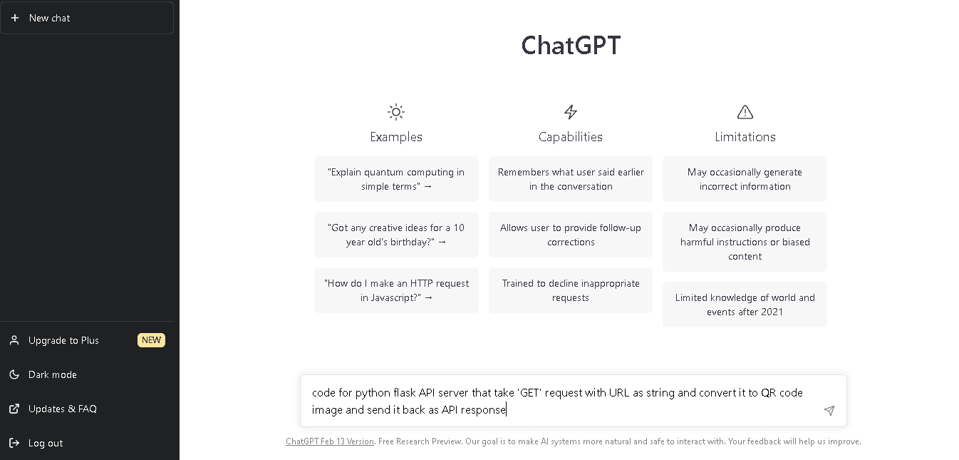 Writing the prompt in ChatGPT