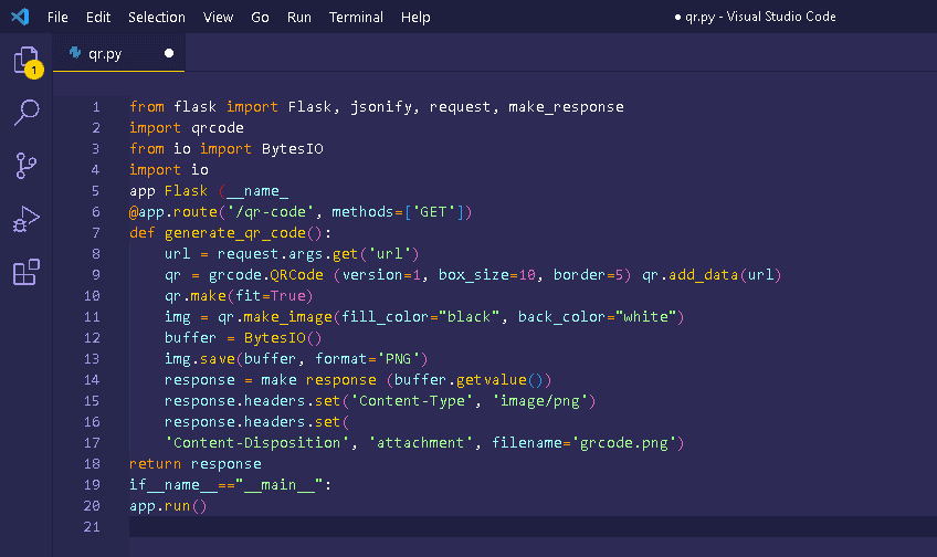Pasting the code in VSCode