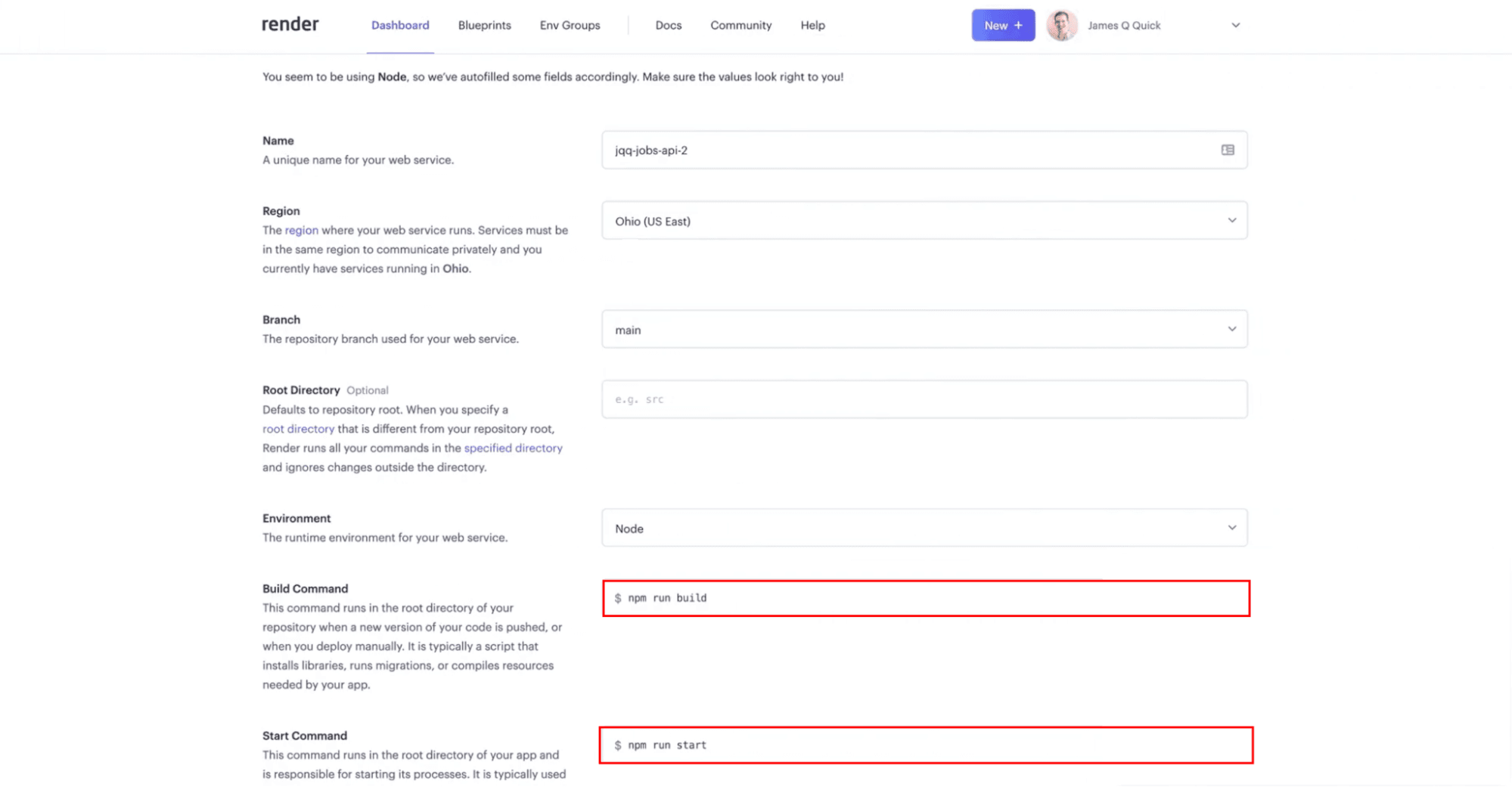 Specifying commands