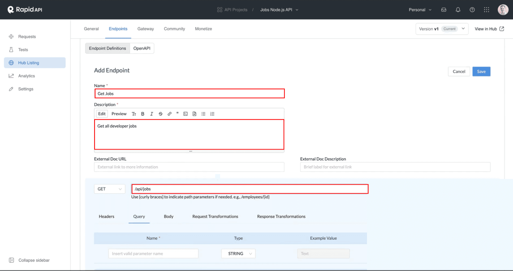 Adding Get Jobs endpoint