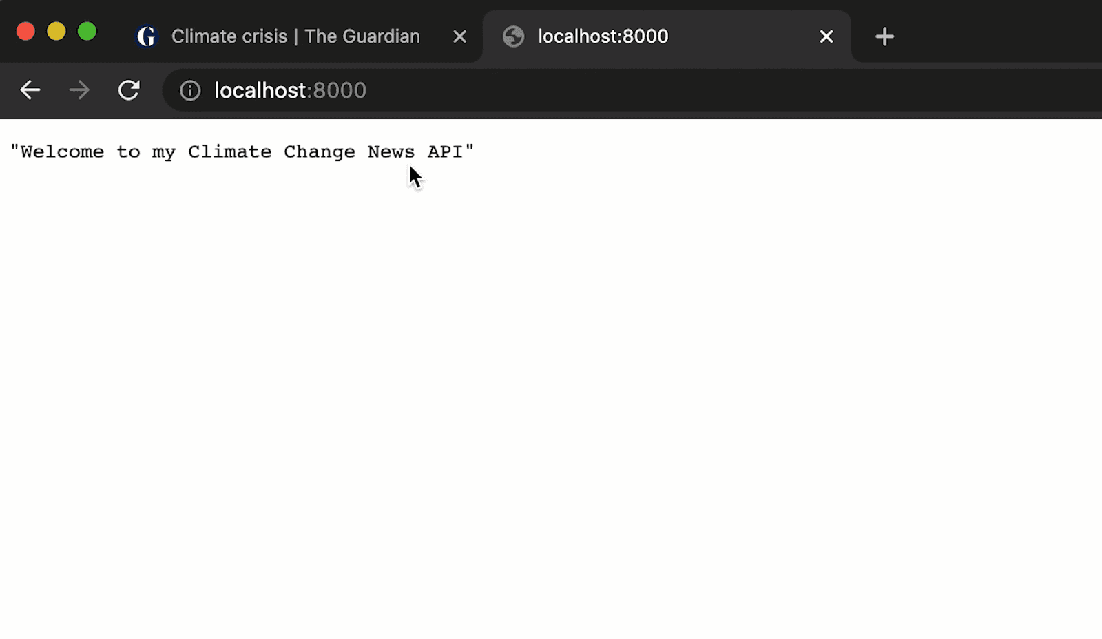 API working on local host