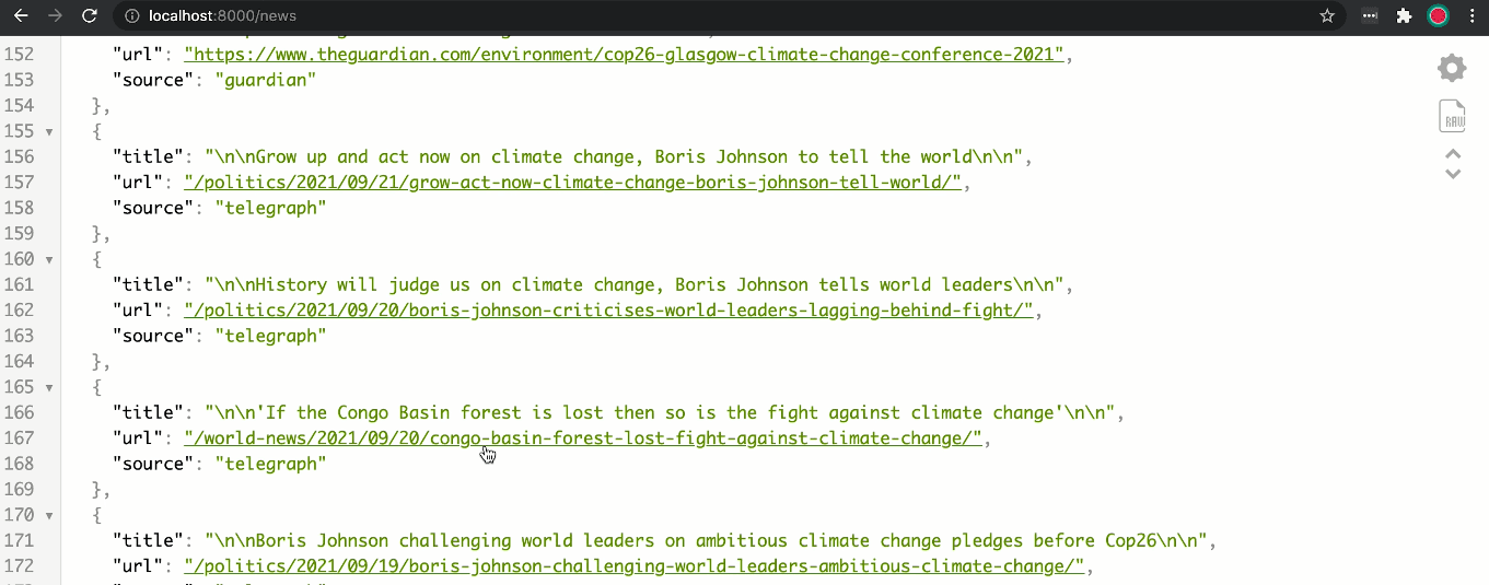 Scraped data from multiple sources