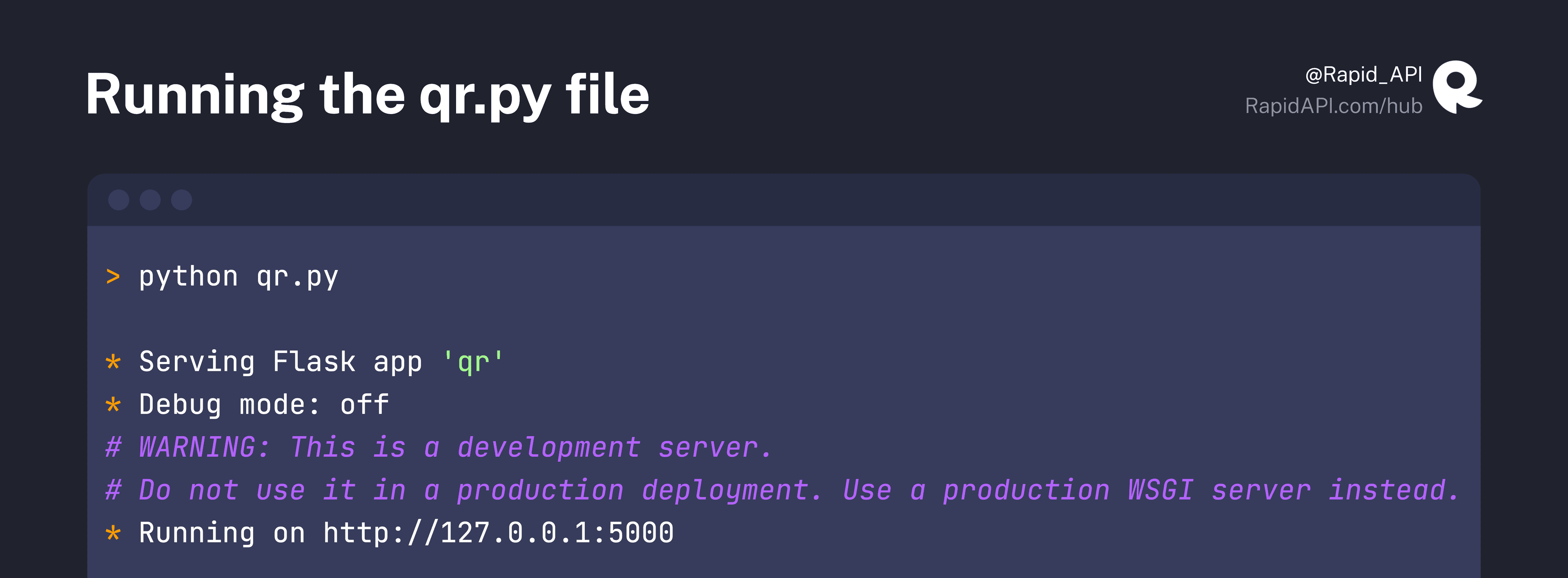 Running the command in terminal