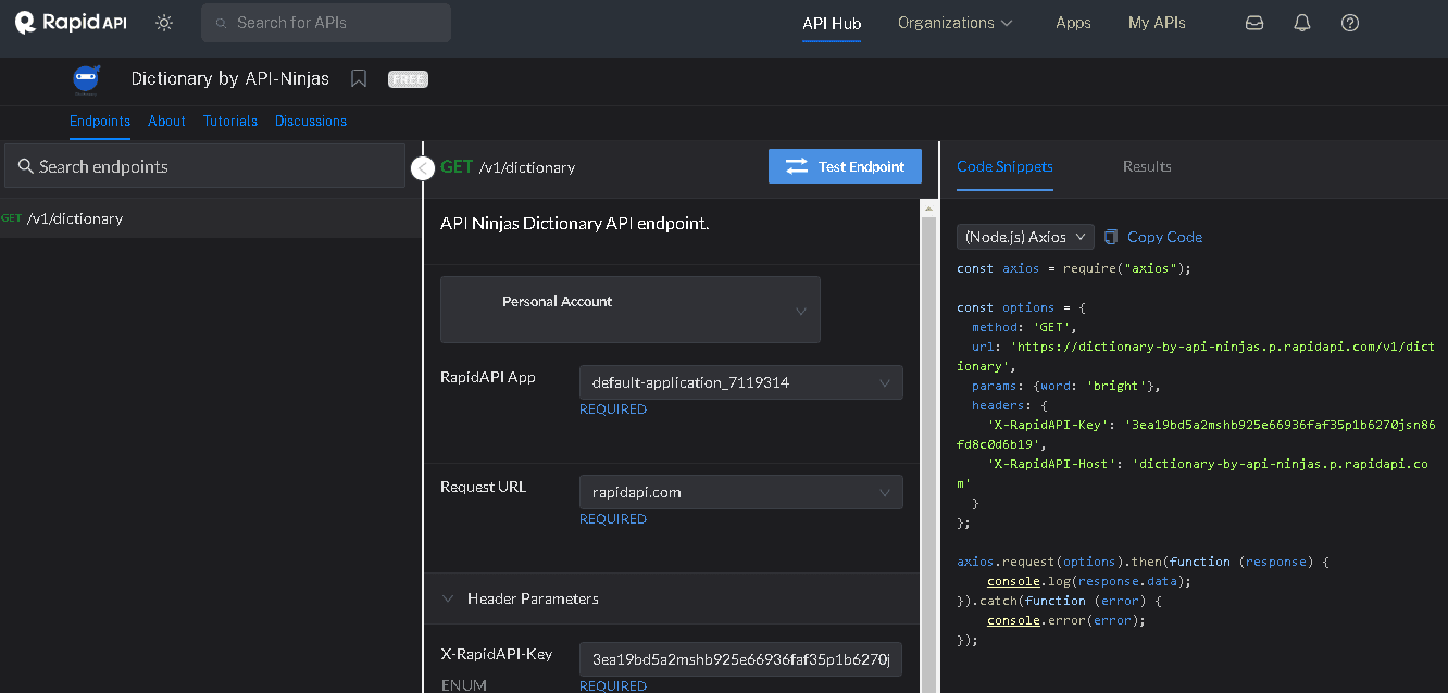 URL and Headers of our API