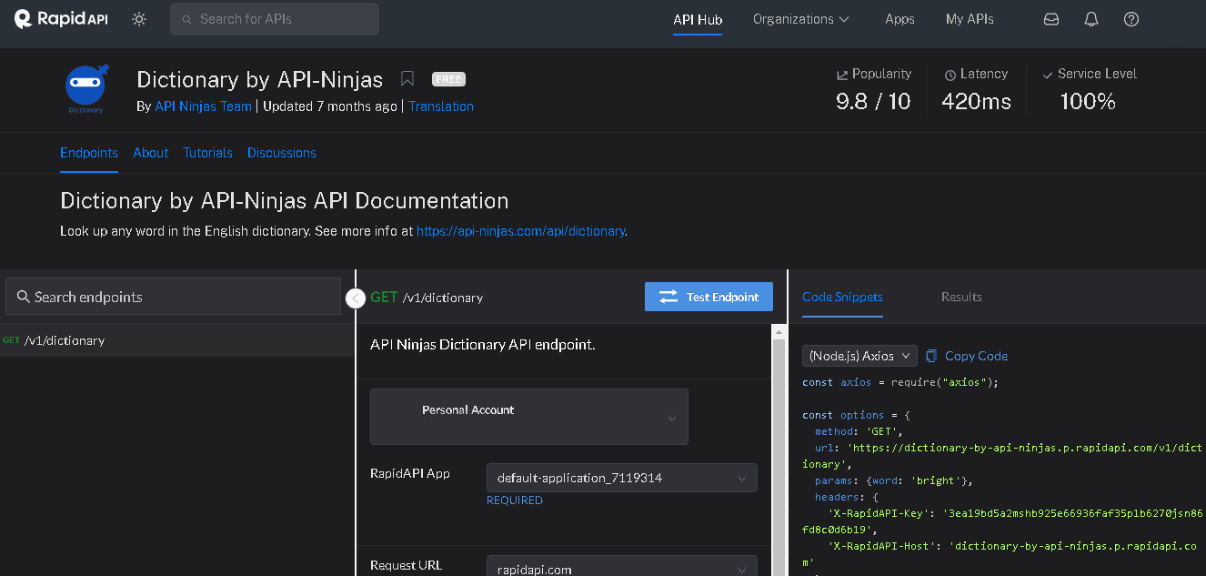 Dictionary API