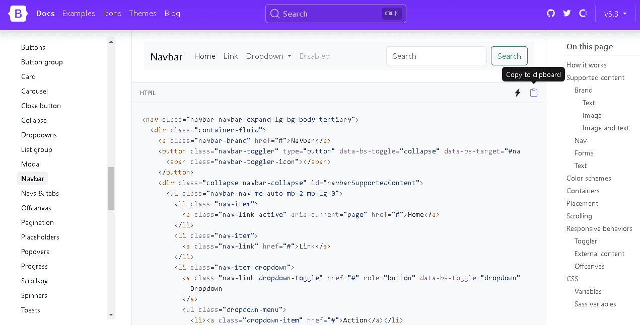 Navbar Template from Bootstrap