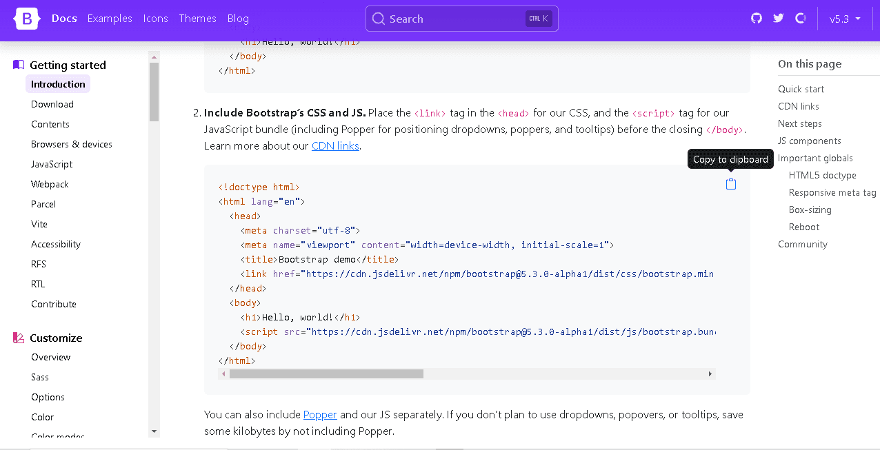 Quick Start Template from Bootstrap
