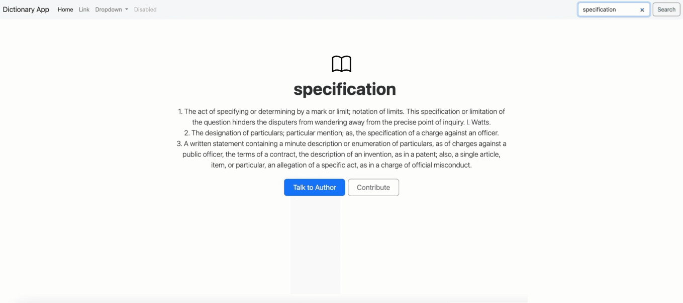 Final look of our dictionary app