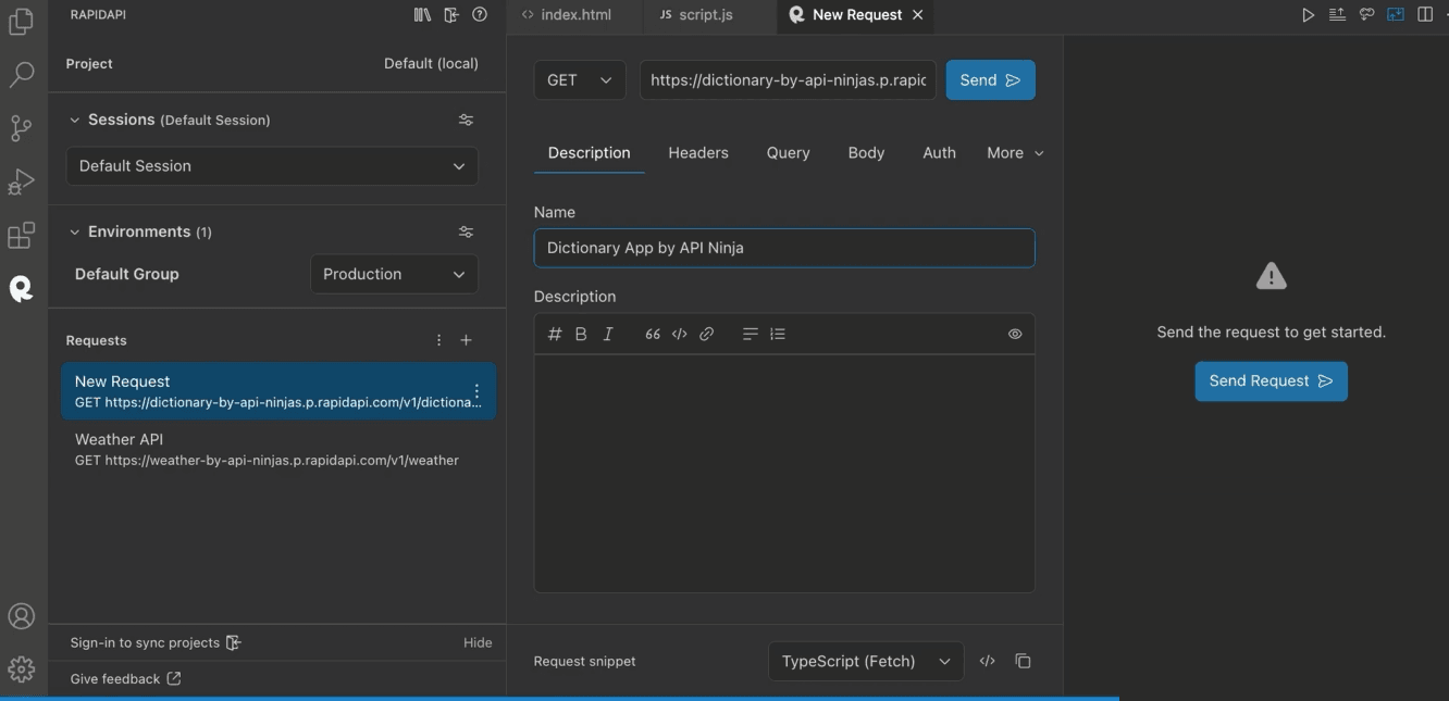 New GET request on RapidAPI Client