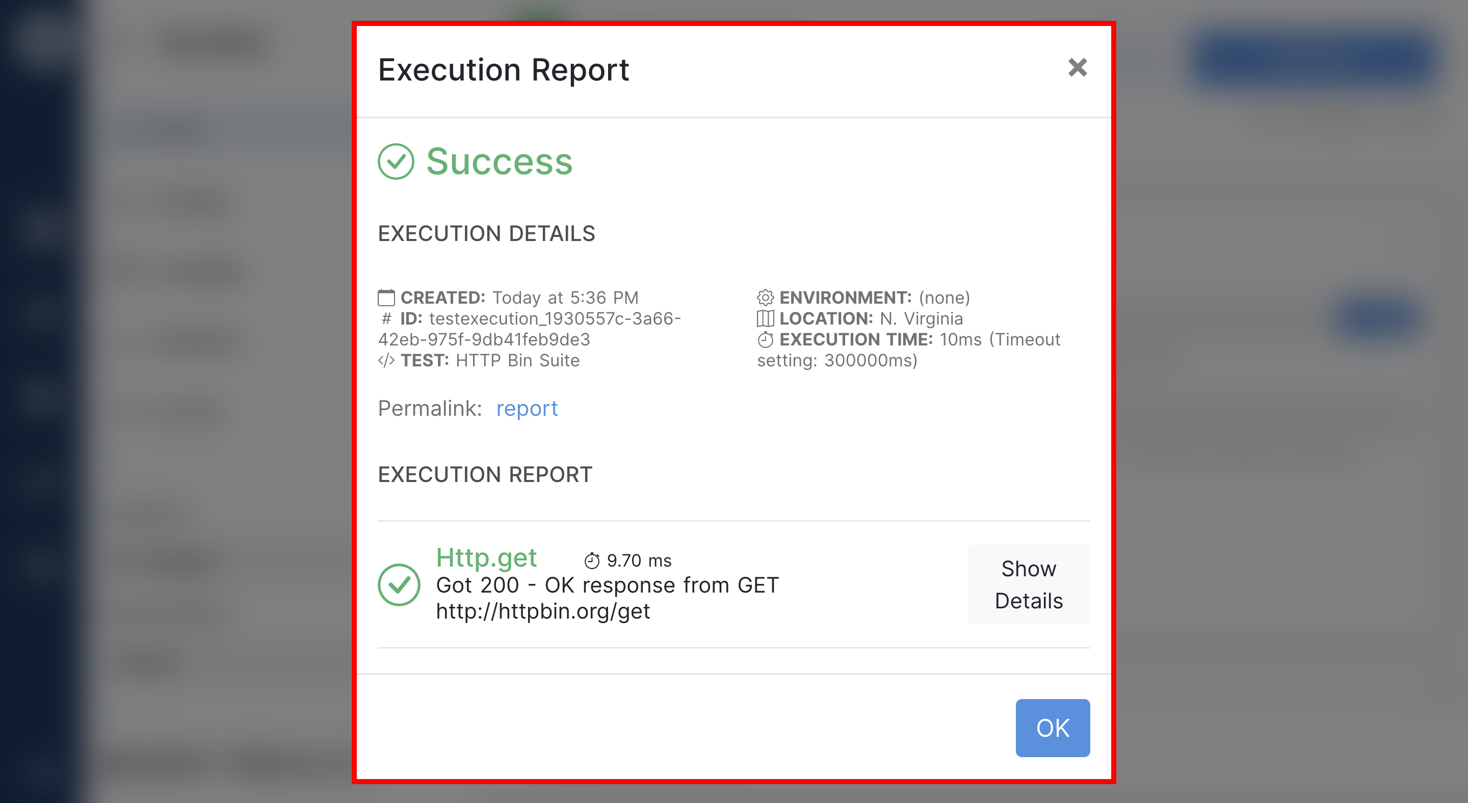 Execution Report for detailed information