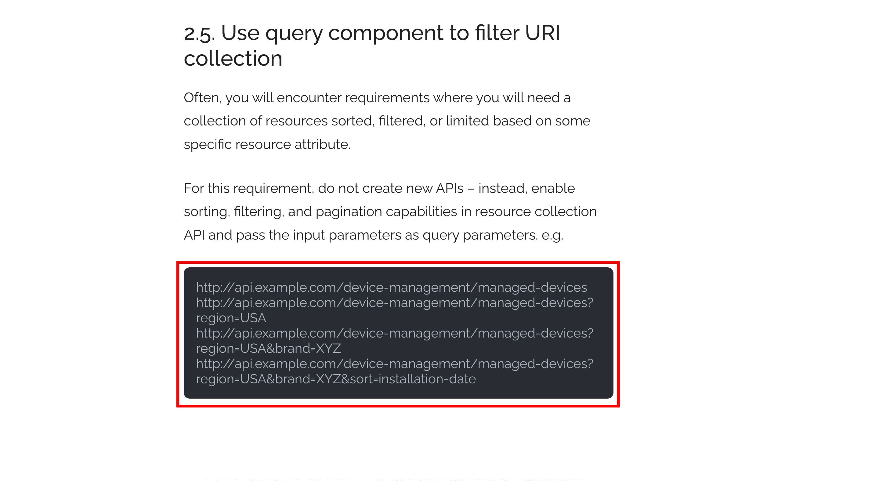 Use query component to filter URI collection
